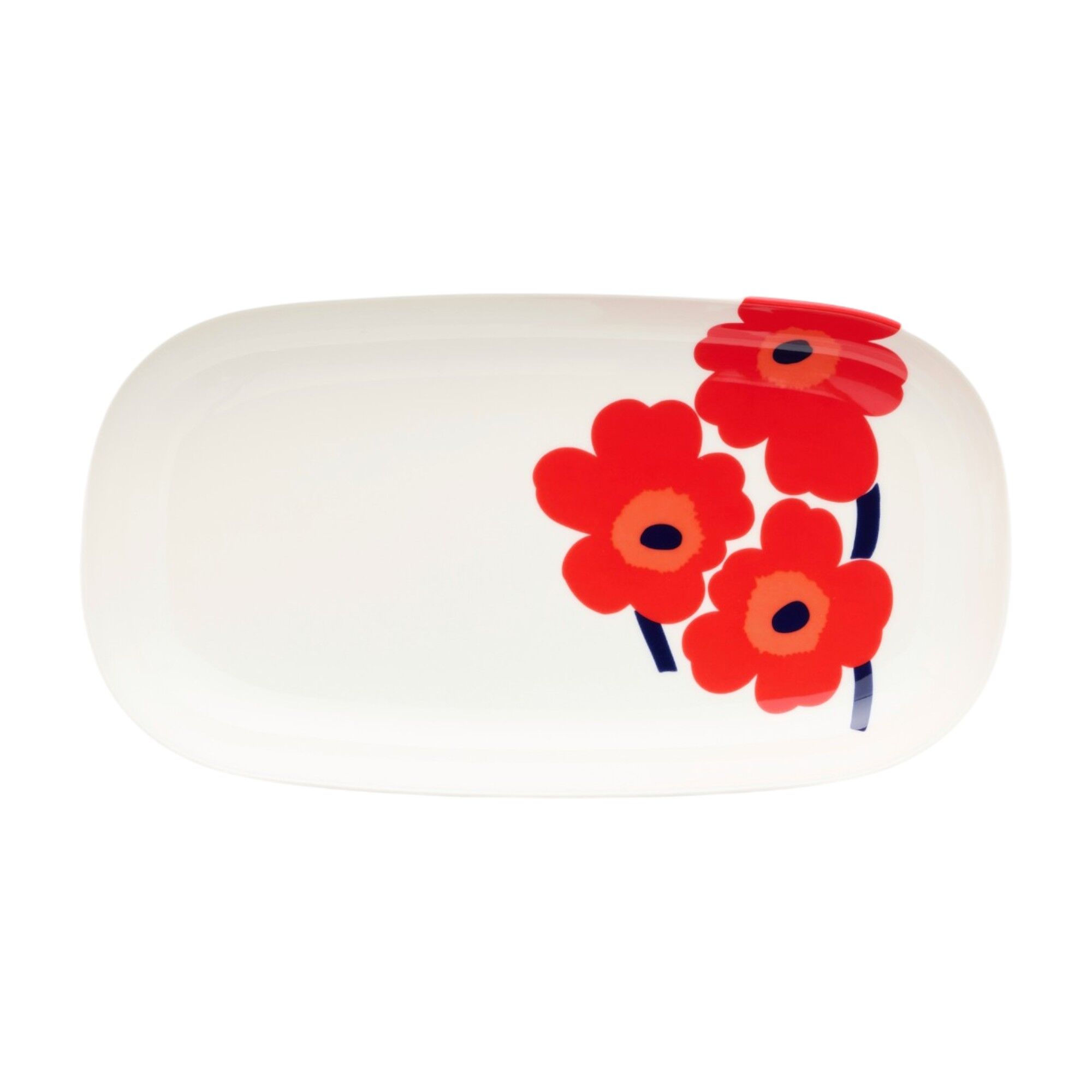 Unikko Serveringsfad 17 ã 32 Cm, Hvid Rød Blå Black Friday Marimekko Tilbud