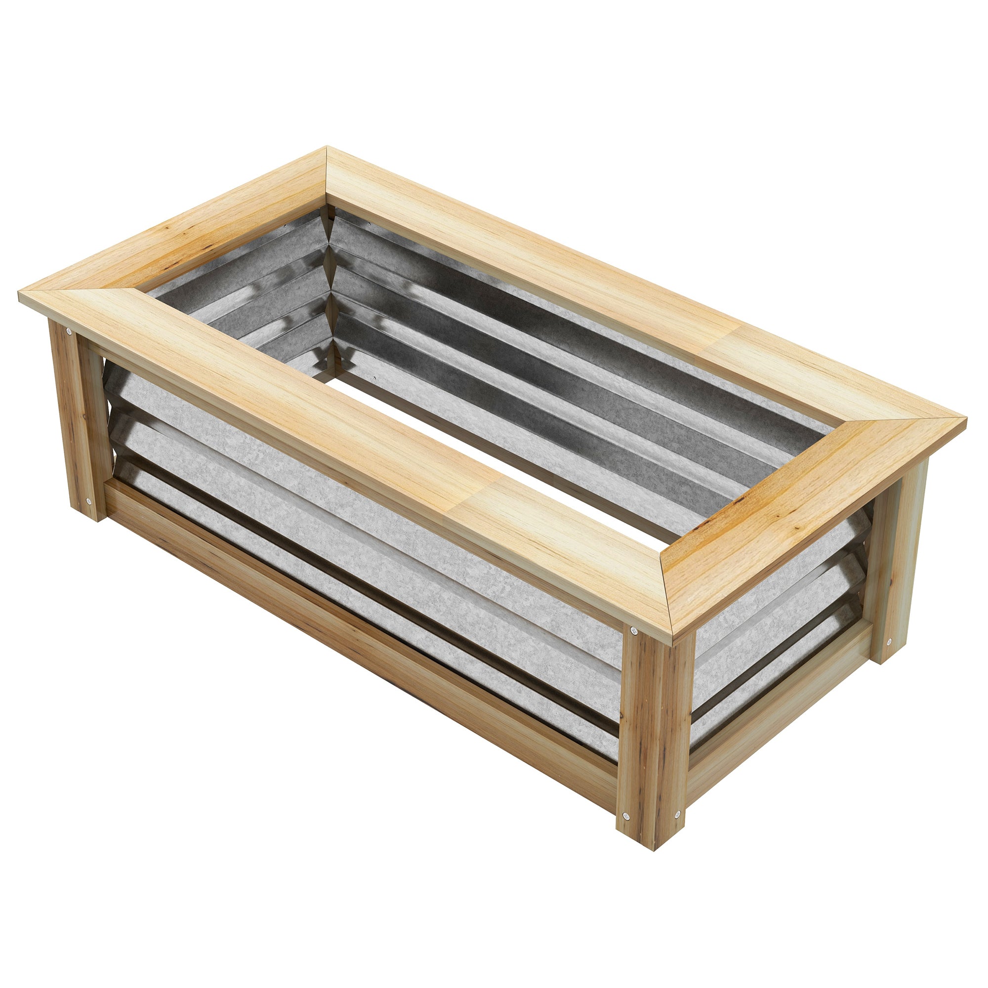 Udsolgt Højbed, Selvdrænende, åben Bund, Metal+træ, 90 X 45 X 30 Cm Black Friday Aosom Tilbud