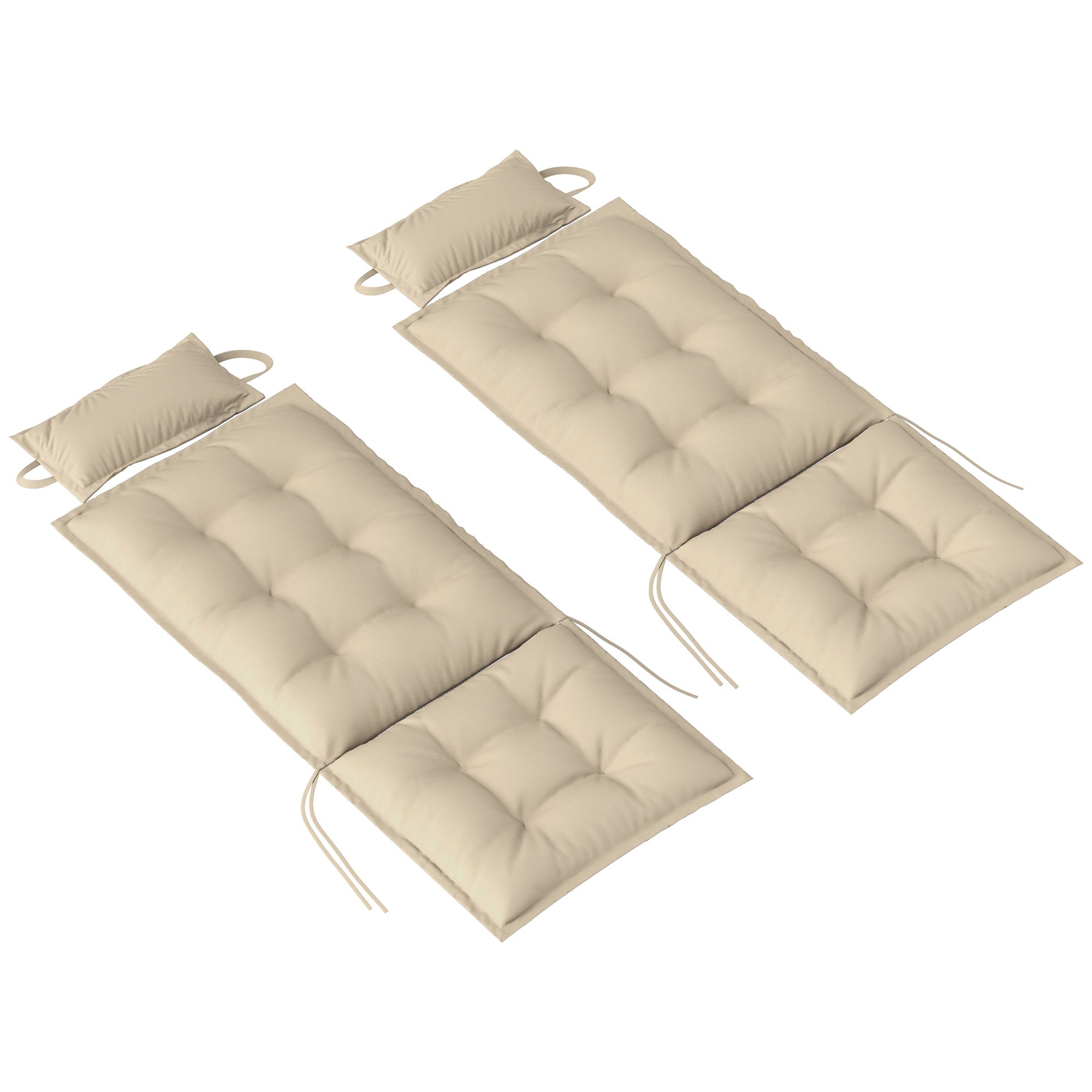 Sæt Med 2 Hynder Til Liggestol, Vandafvisende Hynde Til Haveliggestol, Hynde 50x116x5 Cm, Beige Black Friday Aosom Tilbud