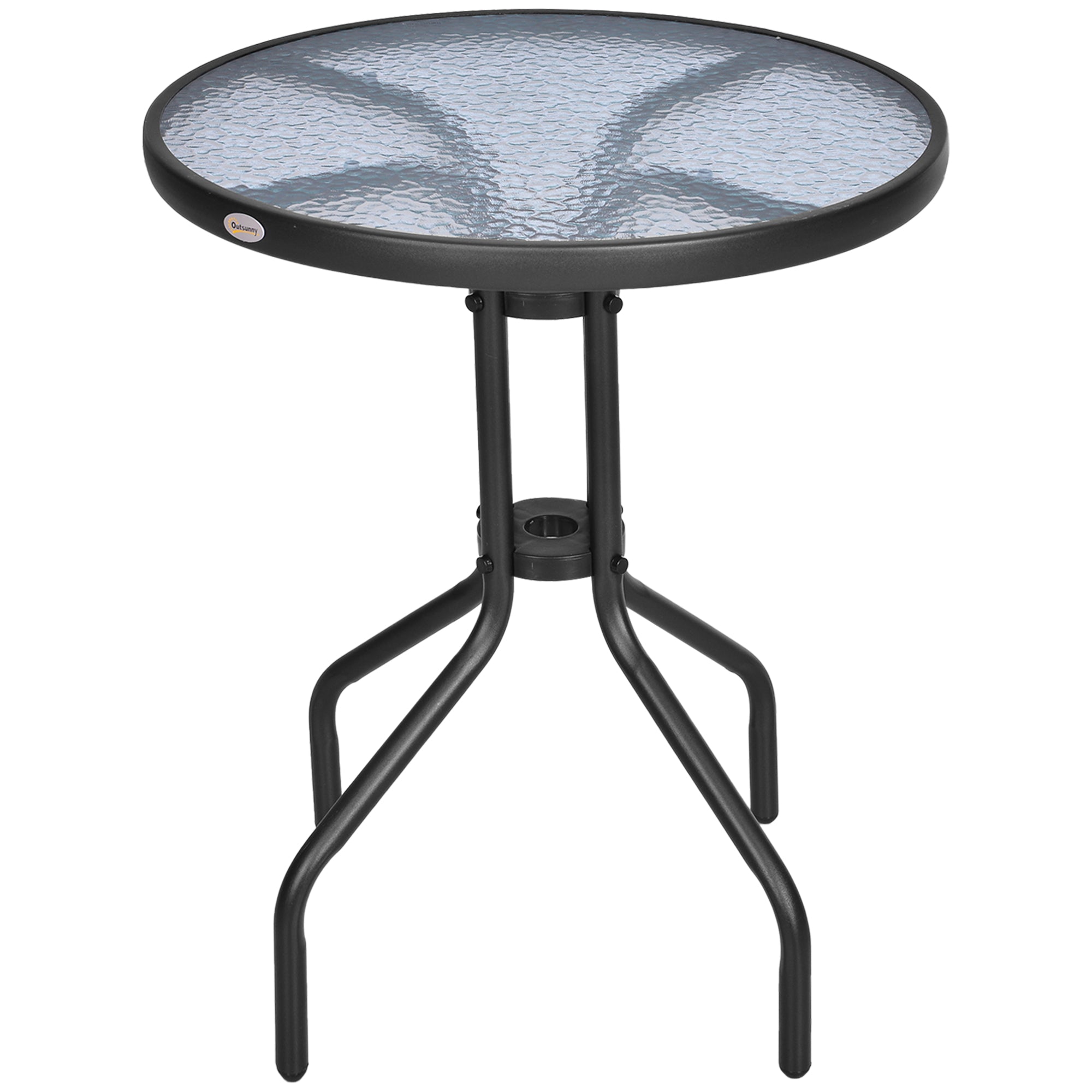 Havebord, Balkonbord, Bistrobord, Glasbord, Sidebord, Metal + Sikkerhedsglas ã 60xh70cm Black Friday Aosom Tilbud