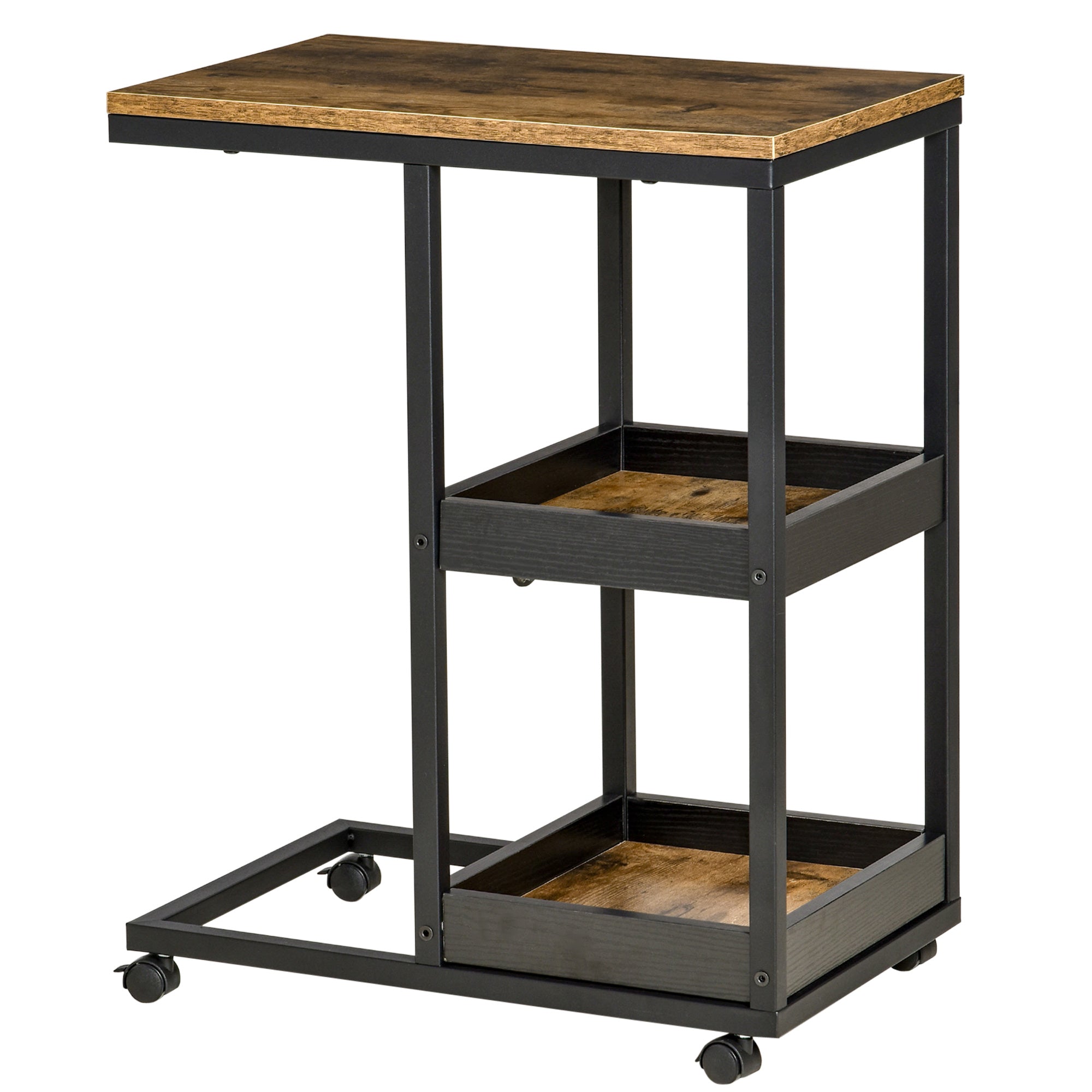 C-formet sidebord med hjul – Fantastisk tilbud til hjemmet!