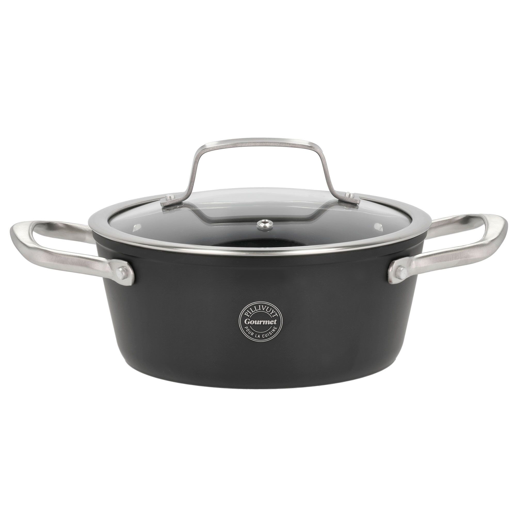 Travo Gryde Med Glaslåg 2,1 Liter 20 Cm, Sort Aluminium Black Friday Pillivuyt Tilbud
