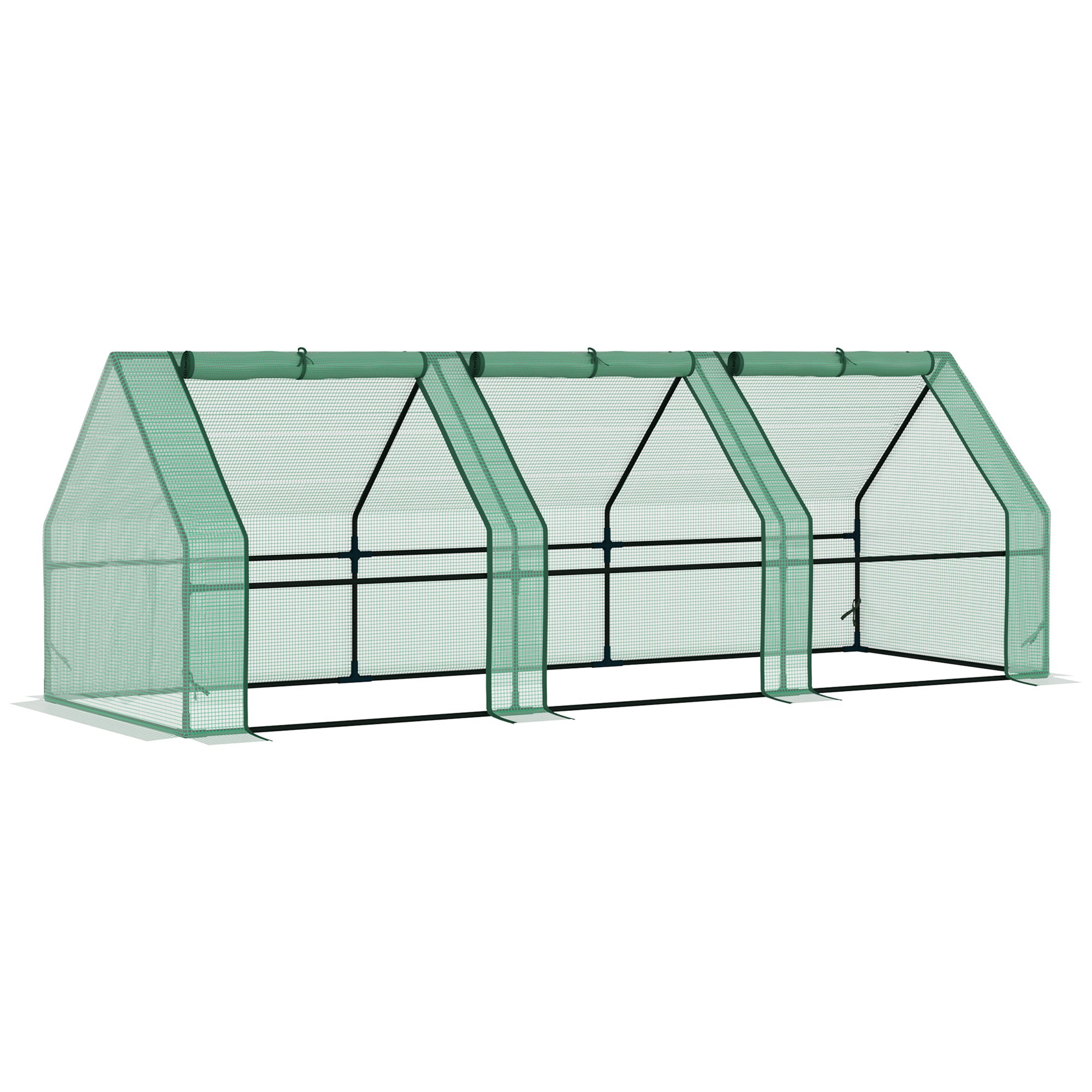 Drivhus Med 3 Rullevinduer, Pe Netfilm, Stålfoliedrivhus, Drivhus Til Altan, Have, Tomathus 270x90x90cm, Tomatdrivhus Til Grøntsager, Blomster, Planter, Grønt Black Friday Aosom Tilbud
