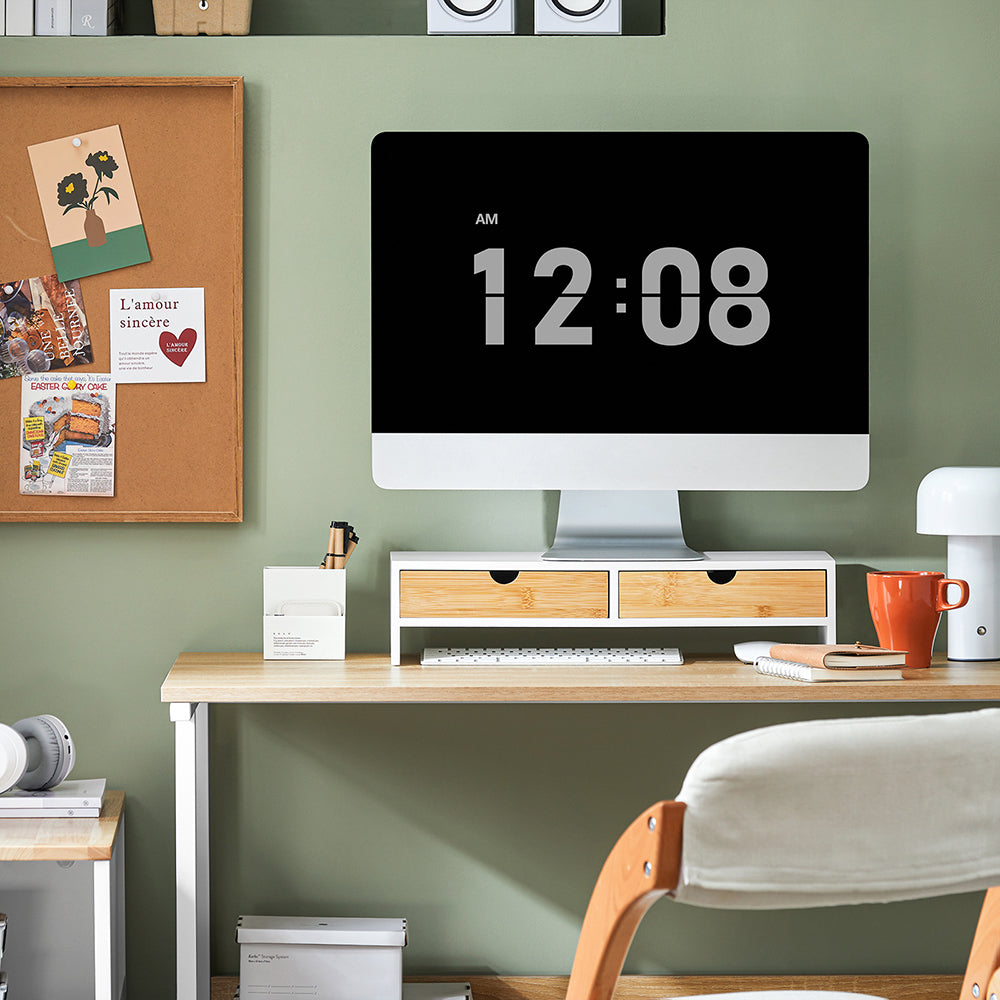 Ergonomi Og Stil I ét   Skærmstativ Med Skuffer! Black Friday Sobuy Tilbud