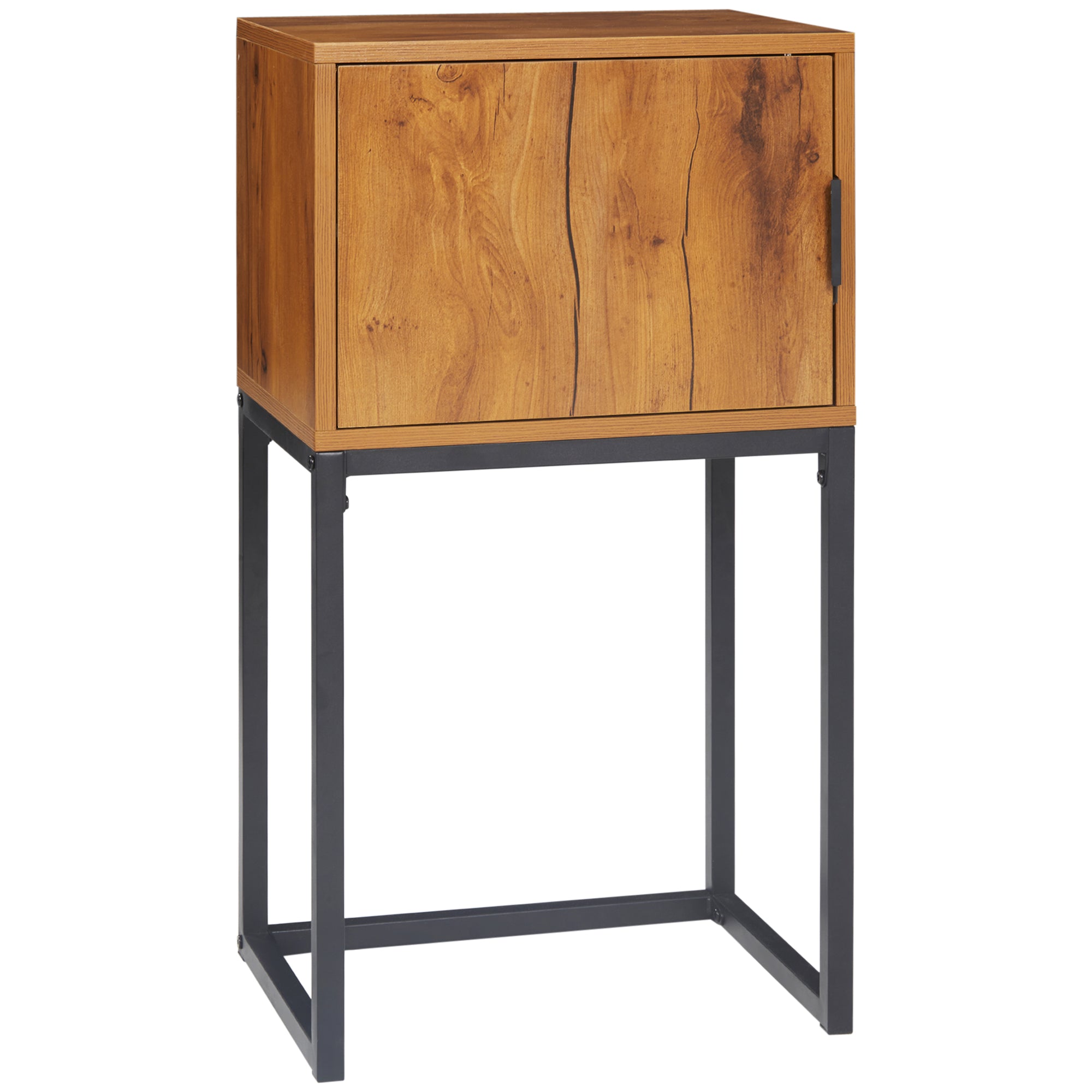 Konsolbord I Industrielt Design, Sidebord, Skænk, 1 Skab, Brun + Sort Black Friday Aosom Tilbud