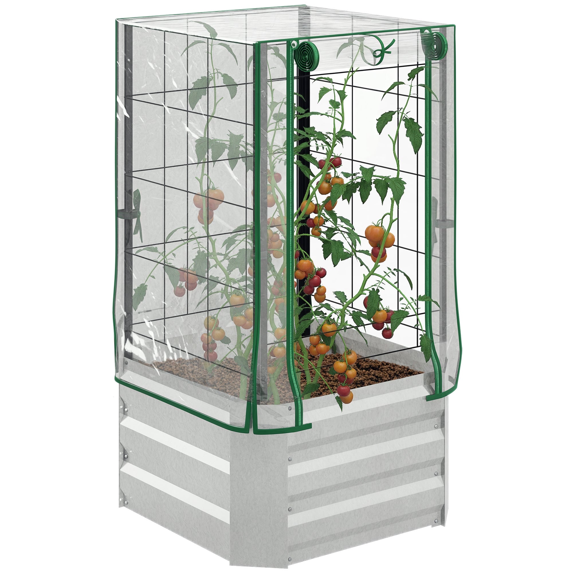 Højbeddrivhus Sæt Med 3 Stk. Med Espalier Plastikovertræk 53 X 53 X 90 Cm Black Friday Aosom Tilbud