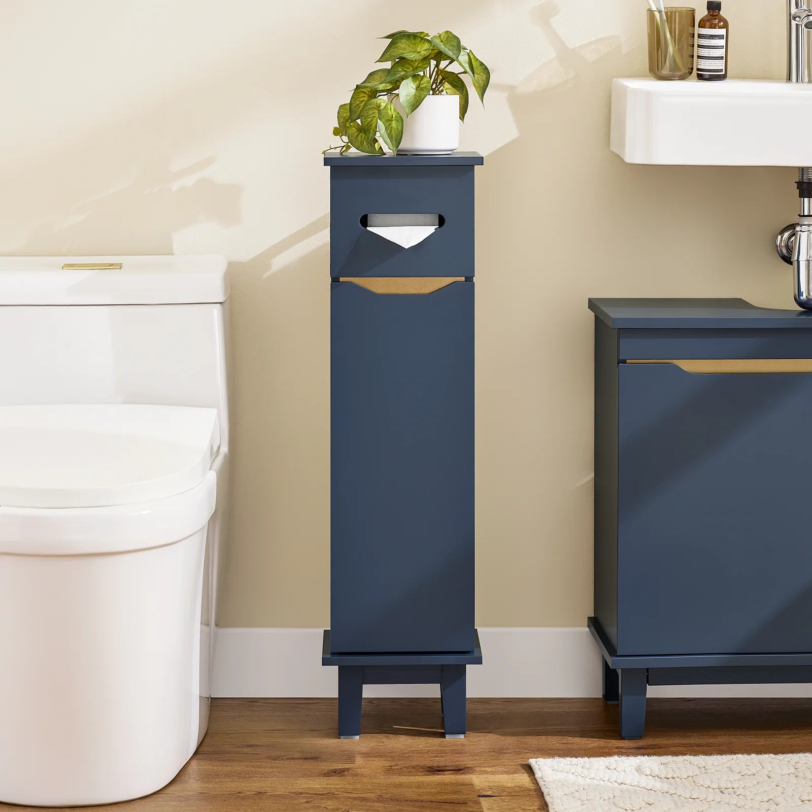 Pladsbesparende Blå Toiletpapirholder, L22xb20xh81 Cm Black Friday Sobuy Tilbud