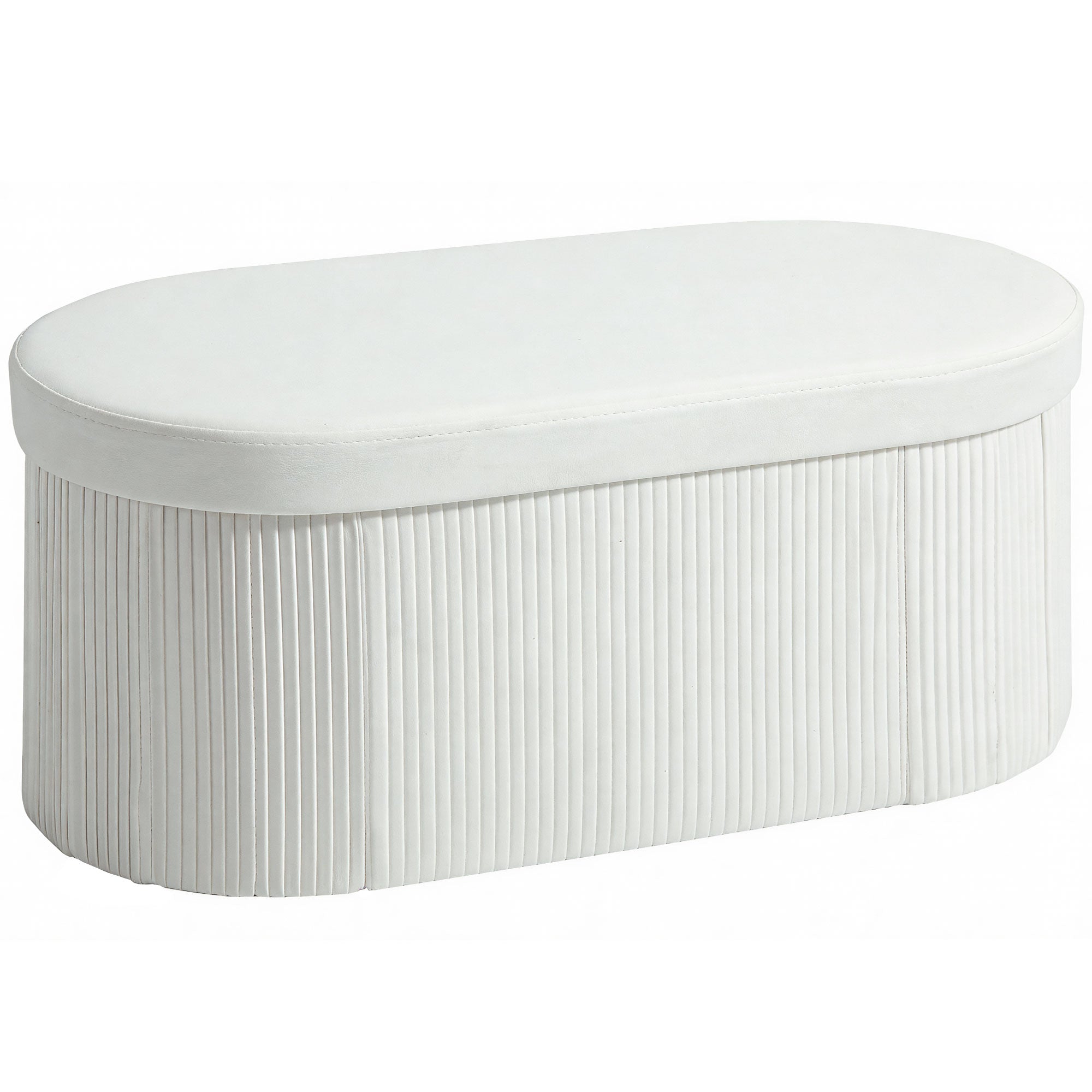 Sammenklappelig Opbevaringsbænk Med Fløjlslook, Egnet Til Stue, 76 X 38 X 35 Cm, Cremefarvet Black Friday Aosom Tilbud