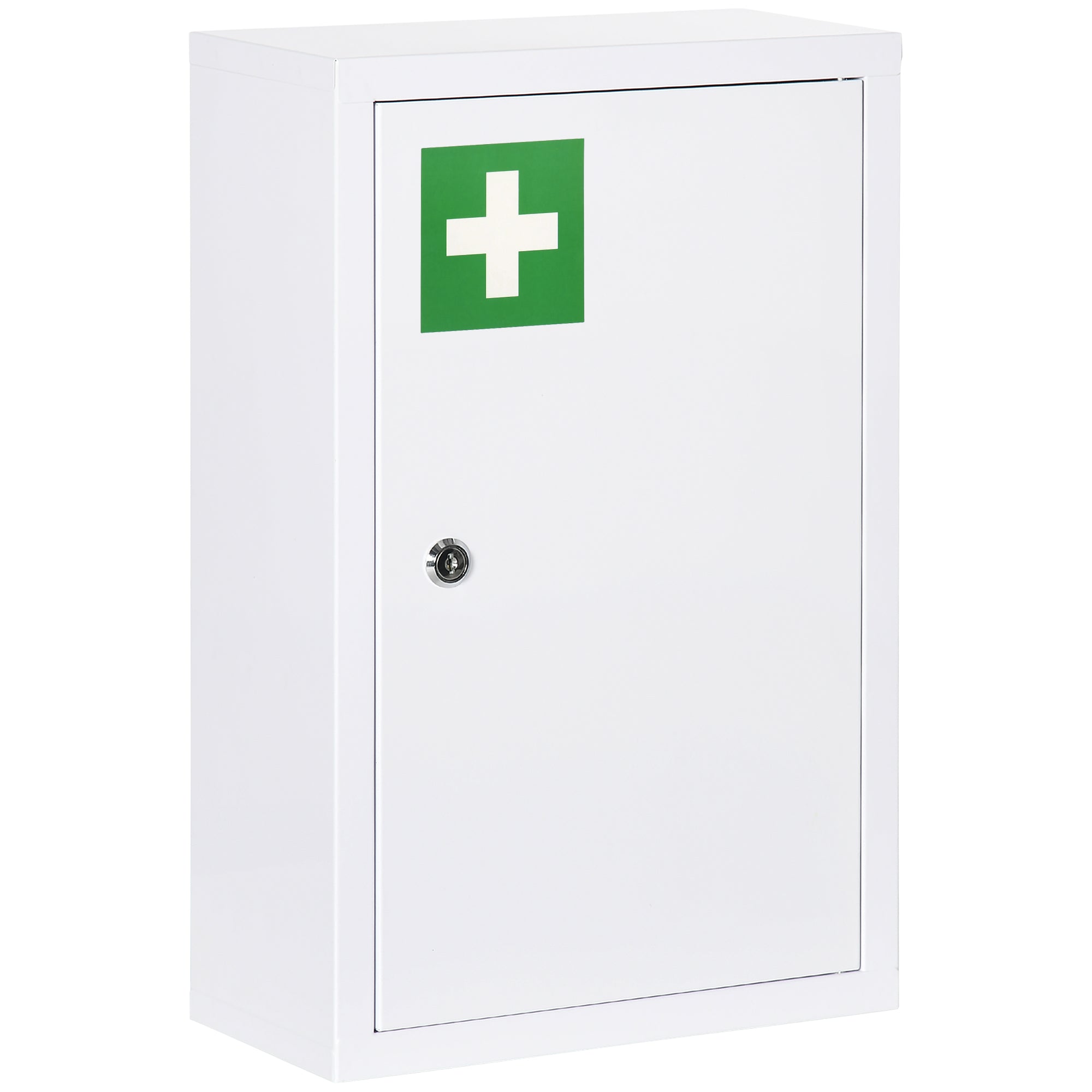 Medicinskab, Aflåseligt, Hylder, Stålkabinet, 30 X 14 X 46 Cm, Hvid Black Friday Aosom Tilbud