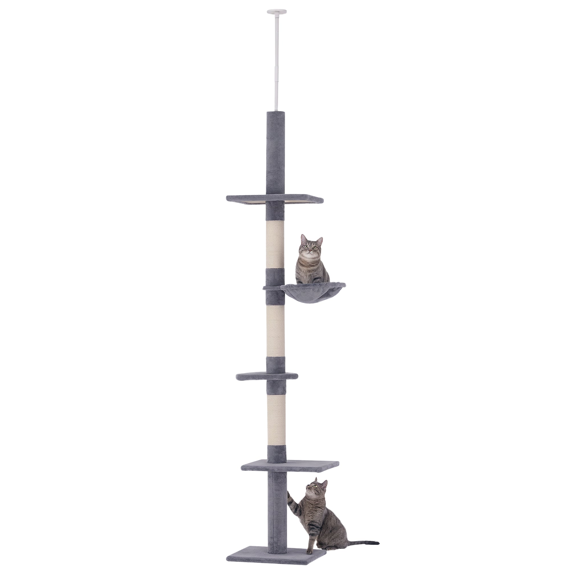 Lofthøjt, Højdejusterbart Kradsetræ, Robust Kradsetræ Med Sisalstolper, Klatretræ Til Katte, Gråt, 40 X 34 X 230 260 Cm Black Friday Aosom Tilbud