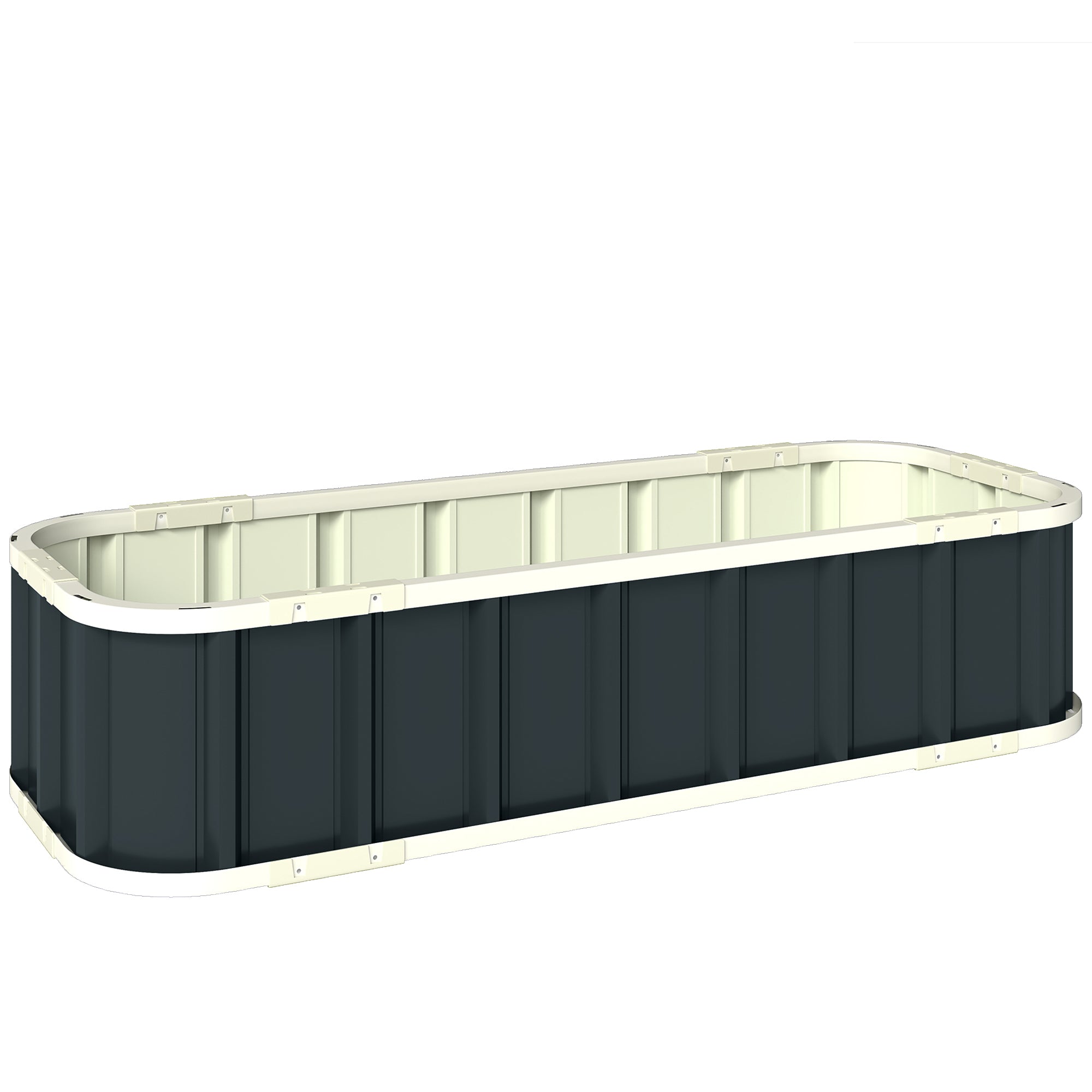 Højbed I Stål, Plantebed Med Kliklåse, Foldet Kant, Kold Ramme, 136 X 52 X 31 Cm, Mørkegrå Black Friday Aosom Tilbud
