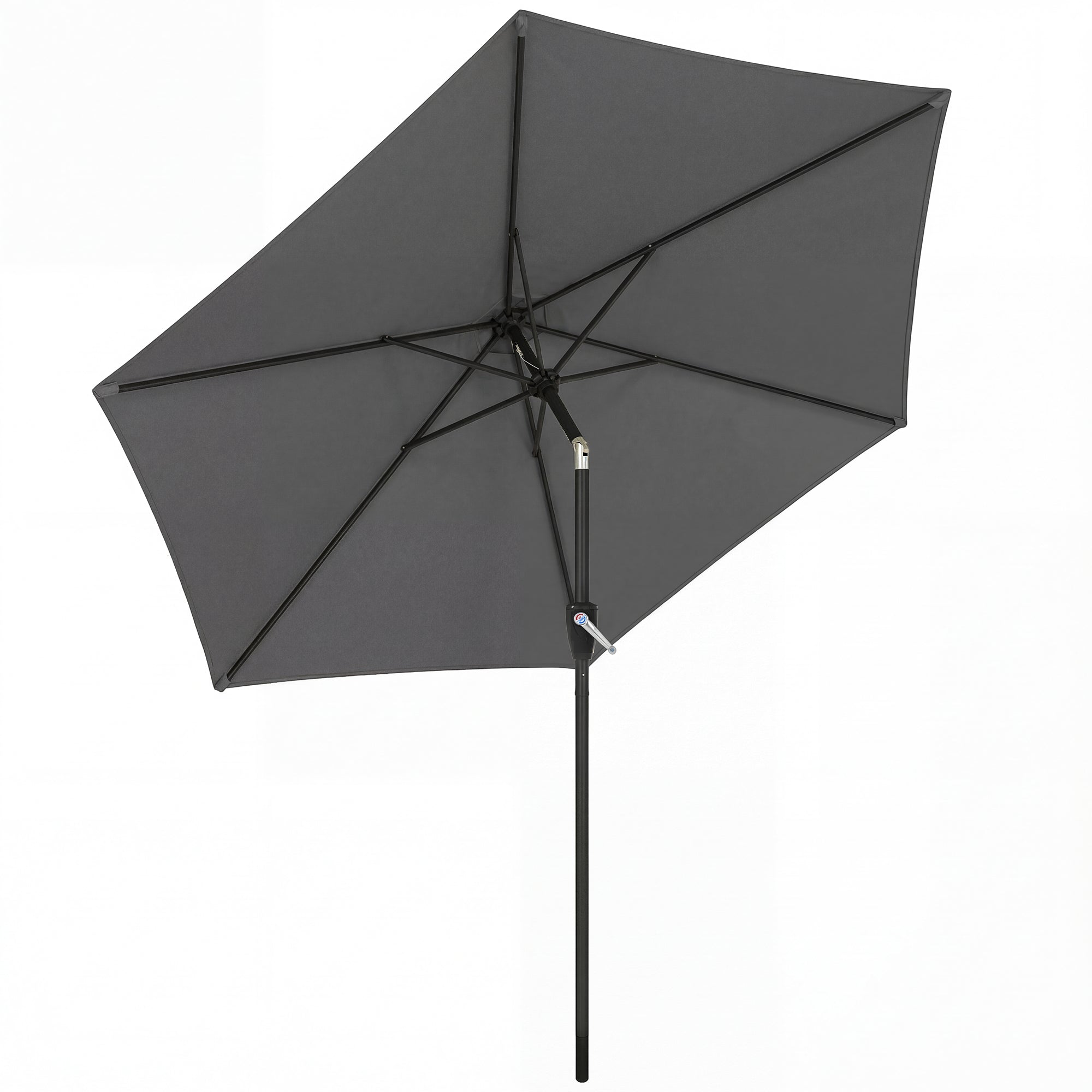 270 Cm Vipbar Parasol, Balkonparasol Med Håndsving, Uv 50+, Haveparasol, Mørkegrå Black Friday Aosom Tilbud