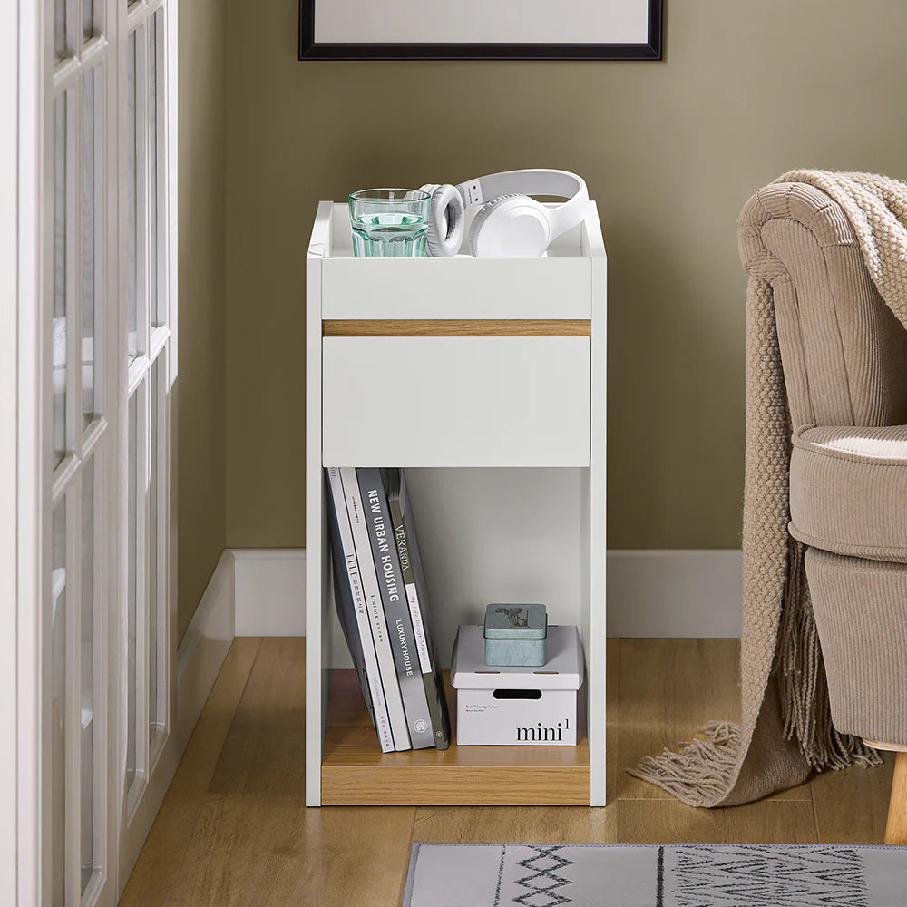 Minimalistisk Hvidt Sengebord i Skandi Stil – Black Friday!