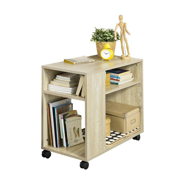 Naturfarvet Sidebord med Hjul – Black Friday Tilbud!