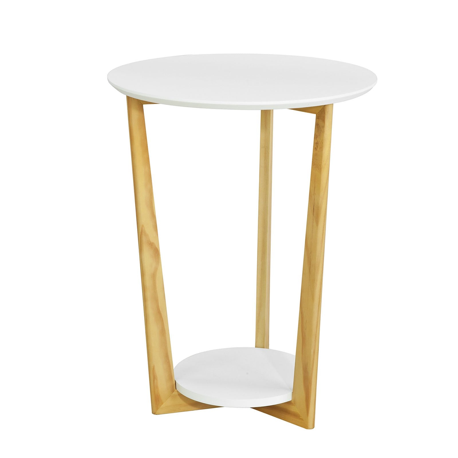 Rundt Hvidt Sofabord med 2 Hylder – Black Friday Tilbud!
