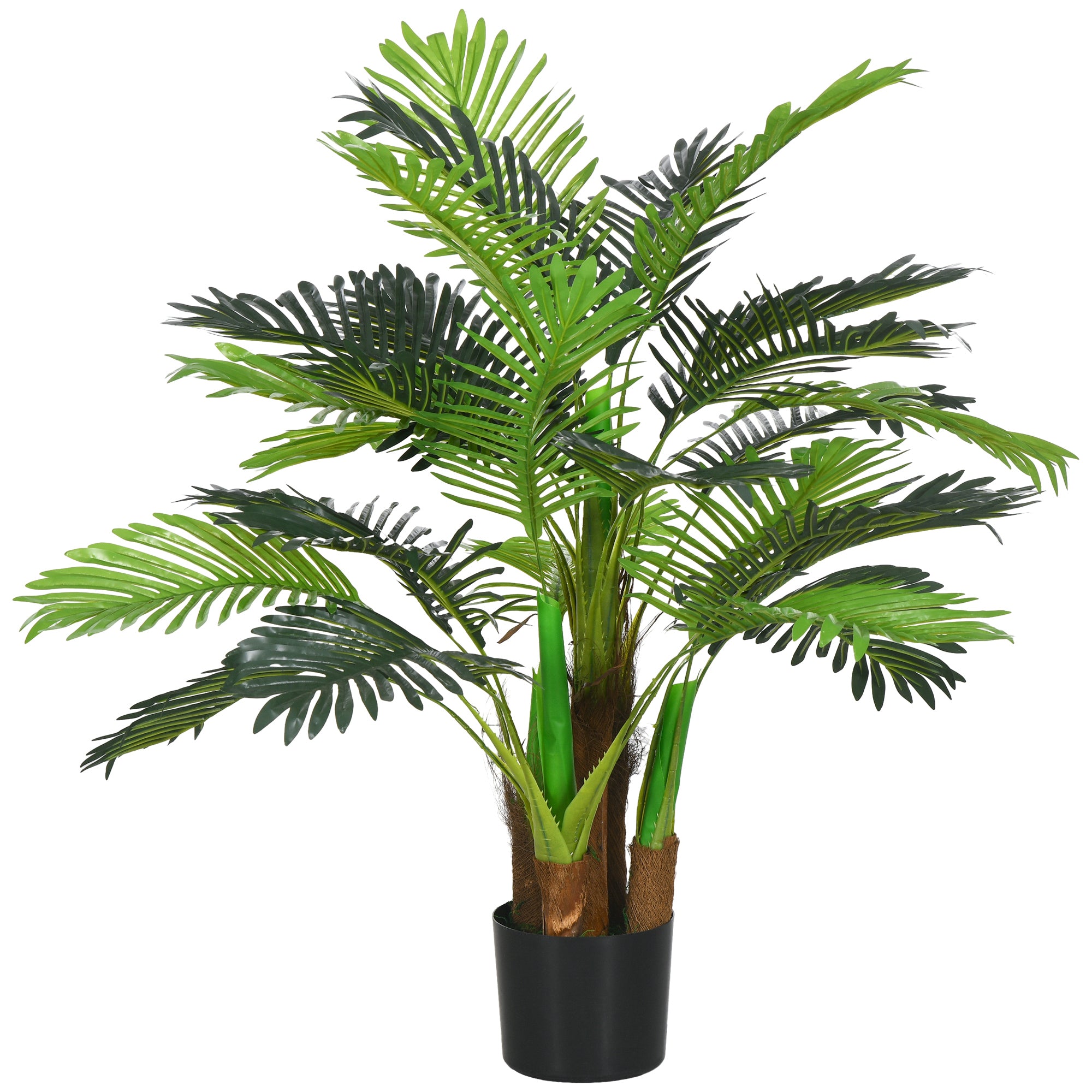 Kunstig Palme, 1 M, Realistiske Grene, Dekorativ Plante, Plastik, Med Potte, Brun+grøn Black Friday Aosom Tilbud