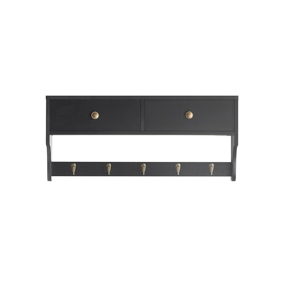 Knagerække Med 2 Skuffer, 60x15x27 Cm, Sort Black Friday Sobuy Tilbud