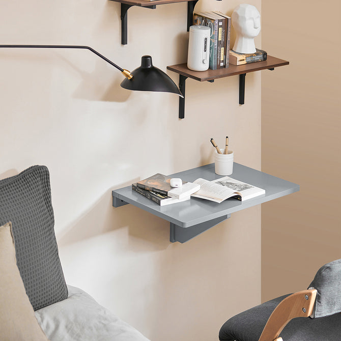 Vægbord Med Klap Funktion, Alsidig, Pladsbesparende, 60x40 Cm, Grå Black Friday Sobuy Tilbud