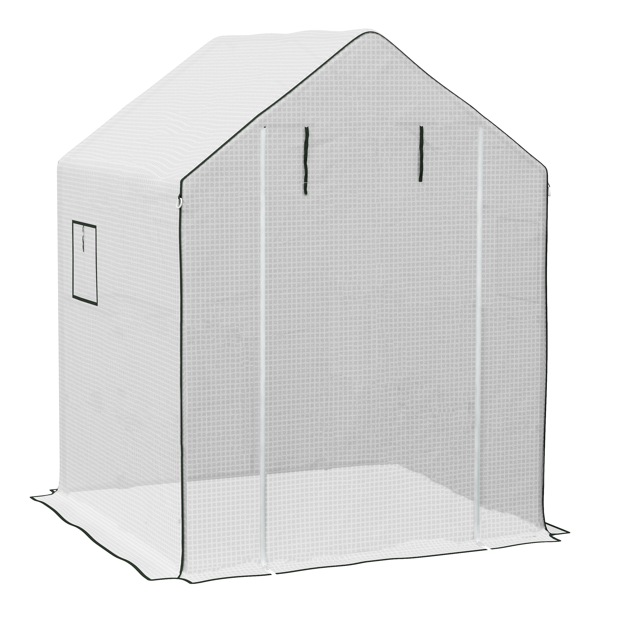Drivhusfilm, Reserveafdækning, Vandtæt, Rullevinduer Og Dør, 140 X 143 X 190 Cm, Hvid Black Friday Aosom Tilbud