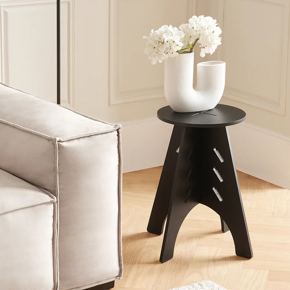 Rundt Sidebord   Sofabord I Japandi Stil, ø32cm, Sort Black Friday Sobuy Tilbud