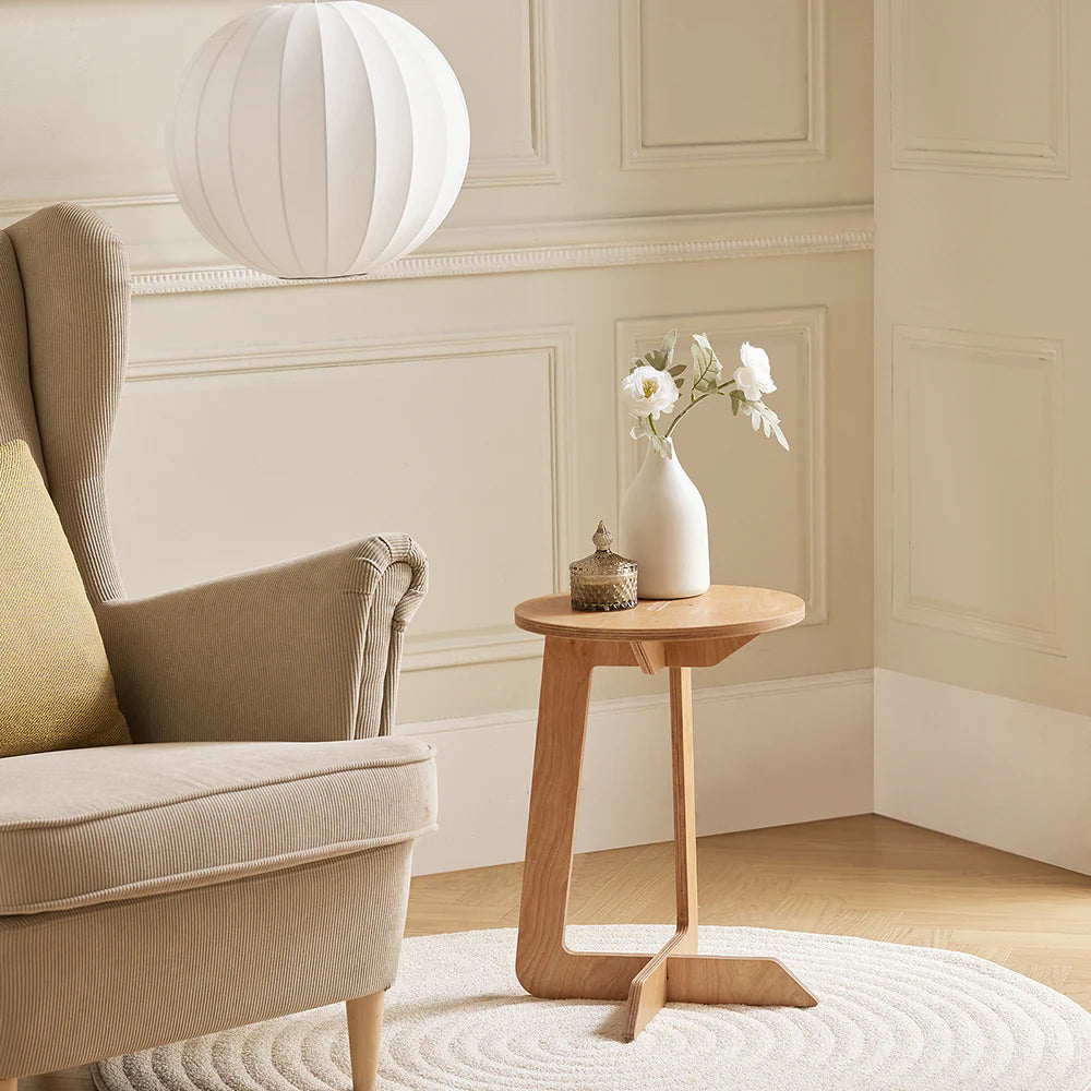 Japandi Rundt Sofabord i Naturtræ – Black Friday Tilbud