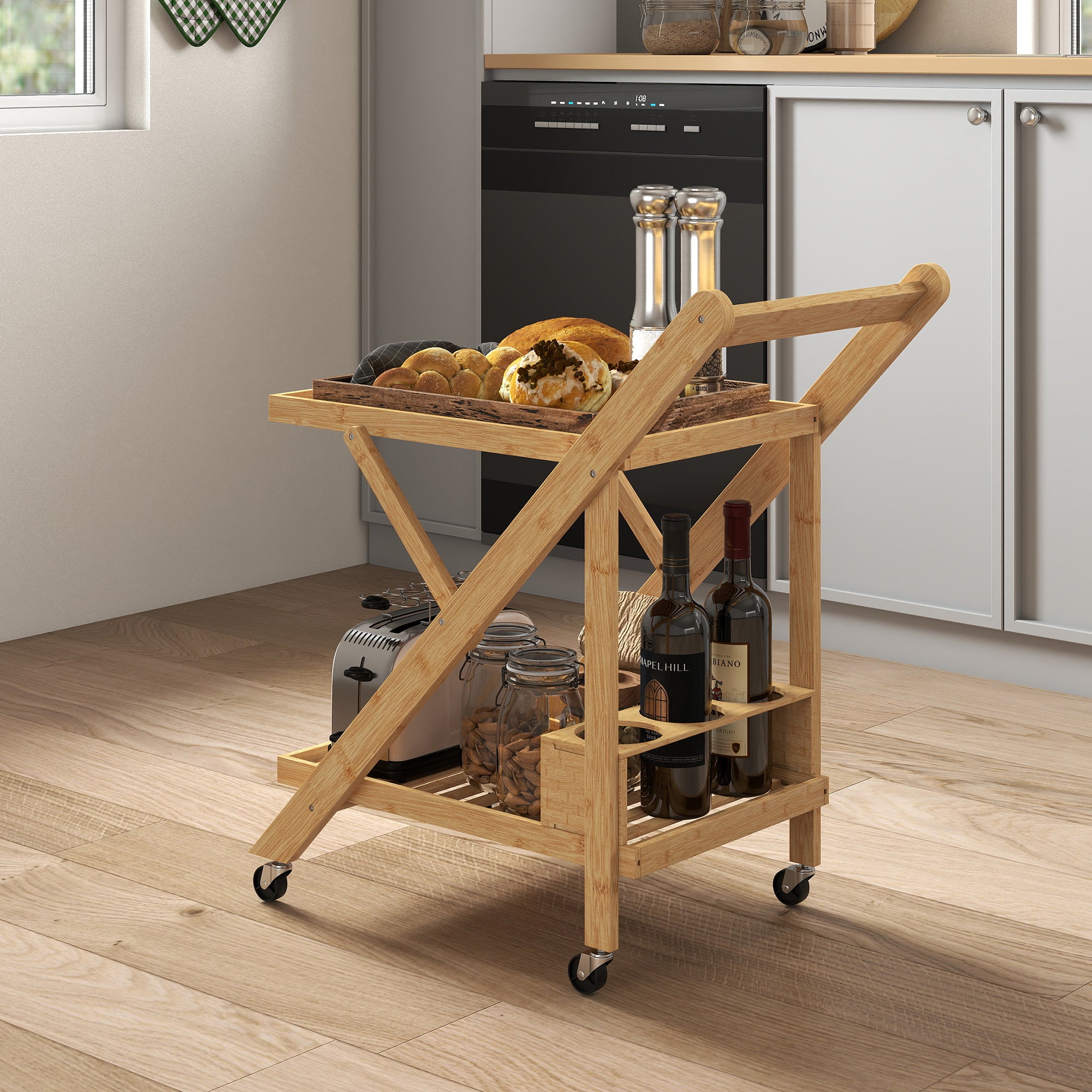 Elegant Køkkenvogn med Vinreoler – Black Friday Tilbud