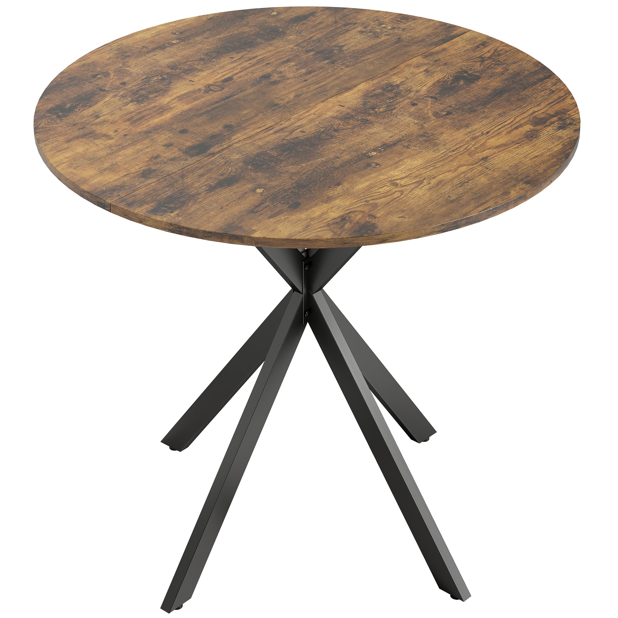 Rundt Køkkenbord, 80 Cm, Kompakt Bordplade, Spånplade, Metal, Rustik Brun Black Friday Aosom Tilbud