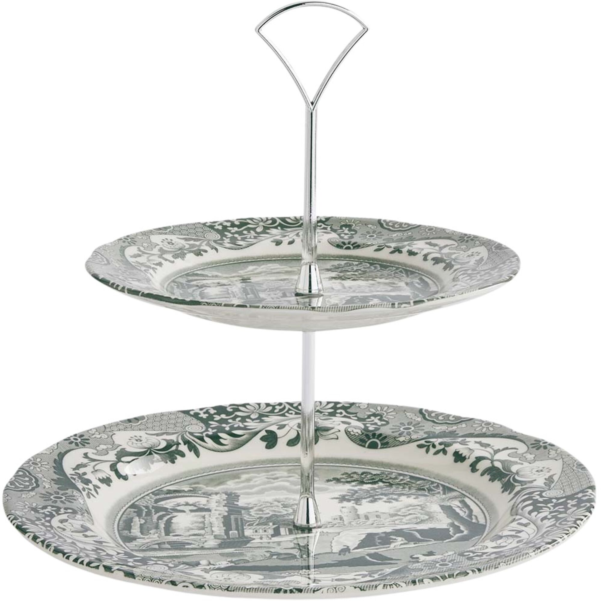 Heritage Green Italian Kagefad 2 Etager, Grøn Hvid Black Friday Spode Tilbud
