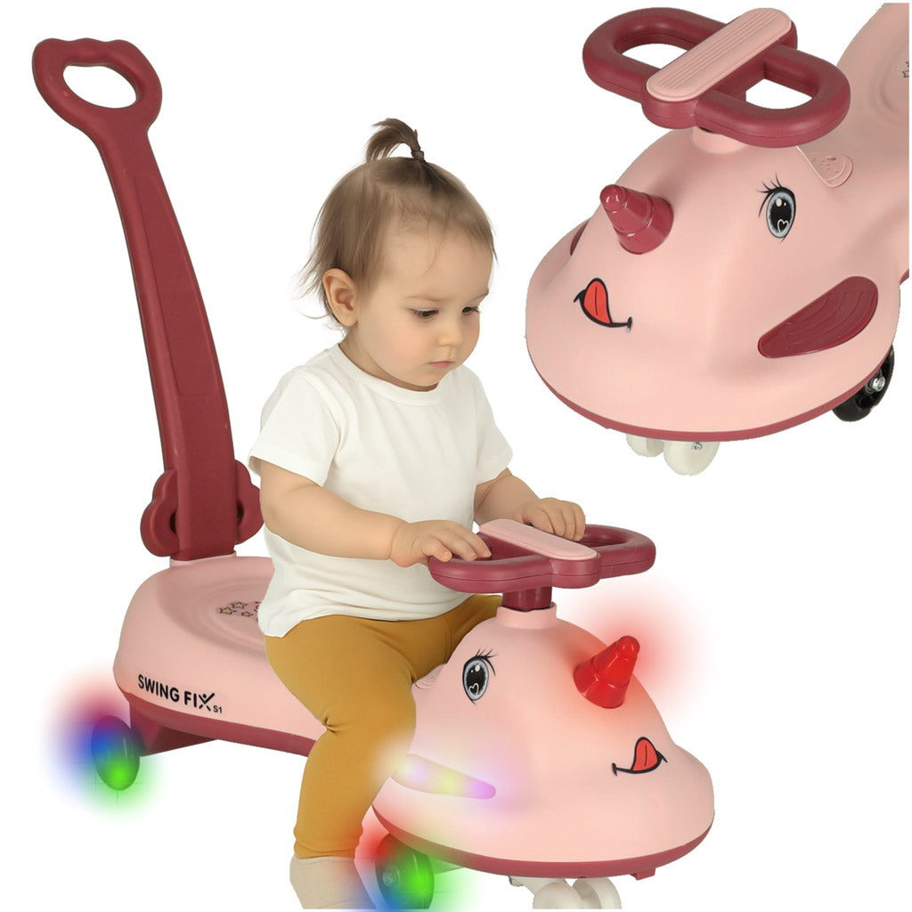 Led Swing Fix S1 Gravitationsscooter Med Håndtag Pink Maks. 65 Kg Black Friday Ikonka Tilbud