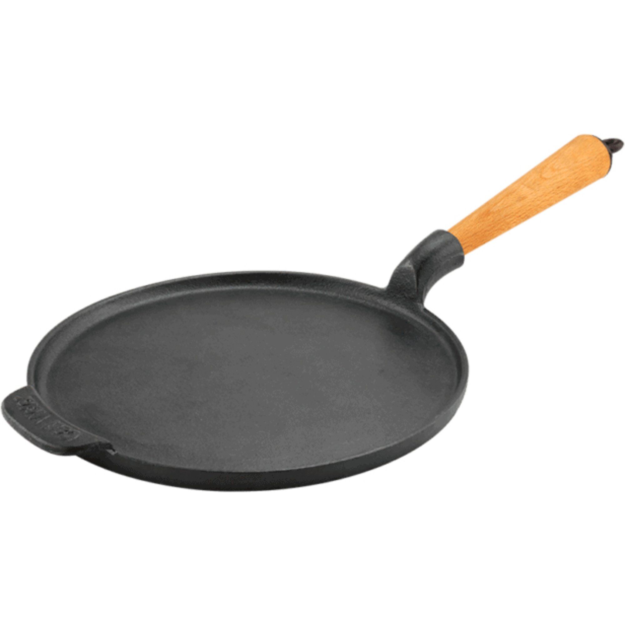 Pandekagejern I Støbejern 23 Cm, Håndtag I Bøg Black Friday Carl Victor Tilbud