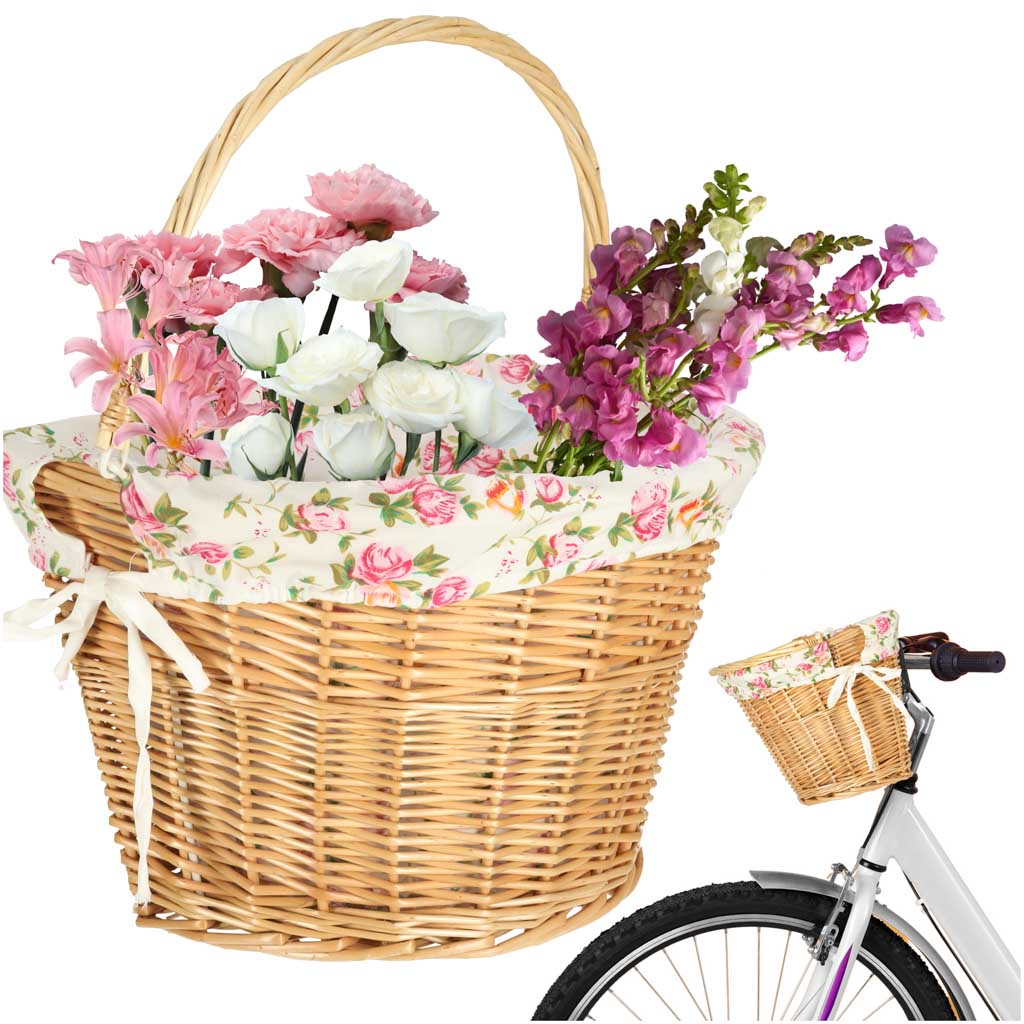 Fletkurv Til Cykelforkurv Flettet Blomsterindsats Black Friday Ikonka Tilbud