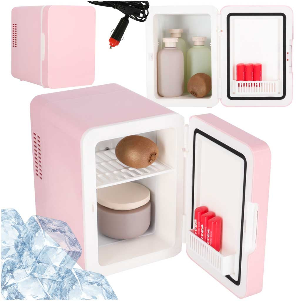 Rejsekøleskab Elektrisk Bil Mini Til Mad Kosmetik Opvarmning Køling 2in1 4l Pink Black Friday Ikonka Tilbud