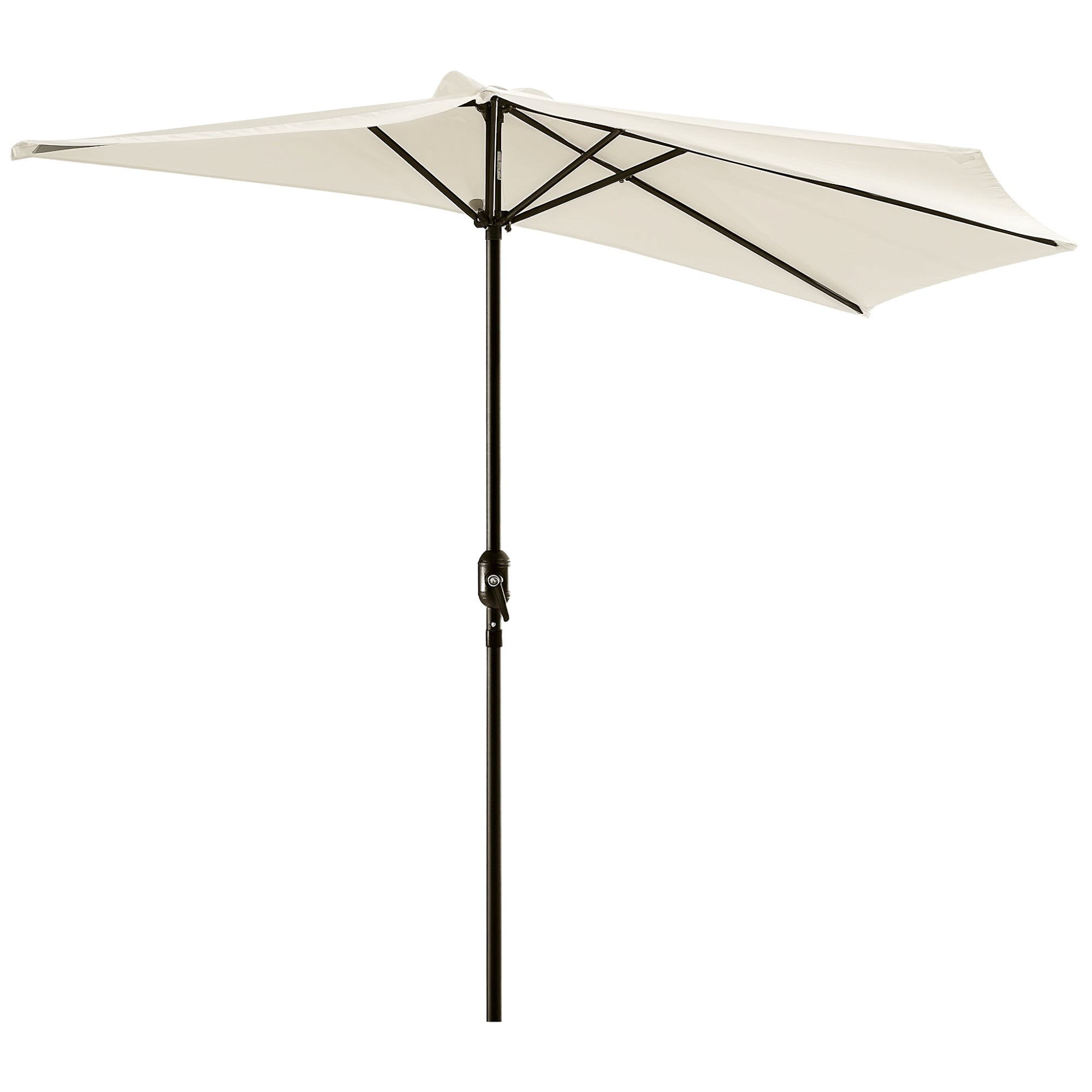 Halvcirkelformet Parasol Med Håndsving, Haveparasol, Metalstel, Balkonparasol, 293x150 Cm, Cremehvid Black Friday Aosom Tilbud