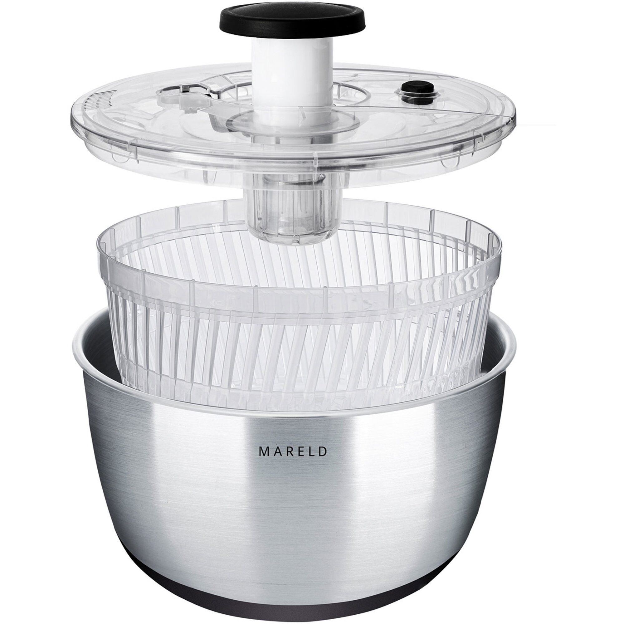 Salatslynge Med Pumpe 6 Liter, Rustfrit Stål Black Friday Mareld Tilbud