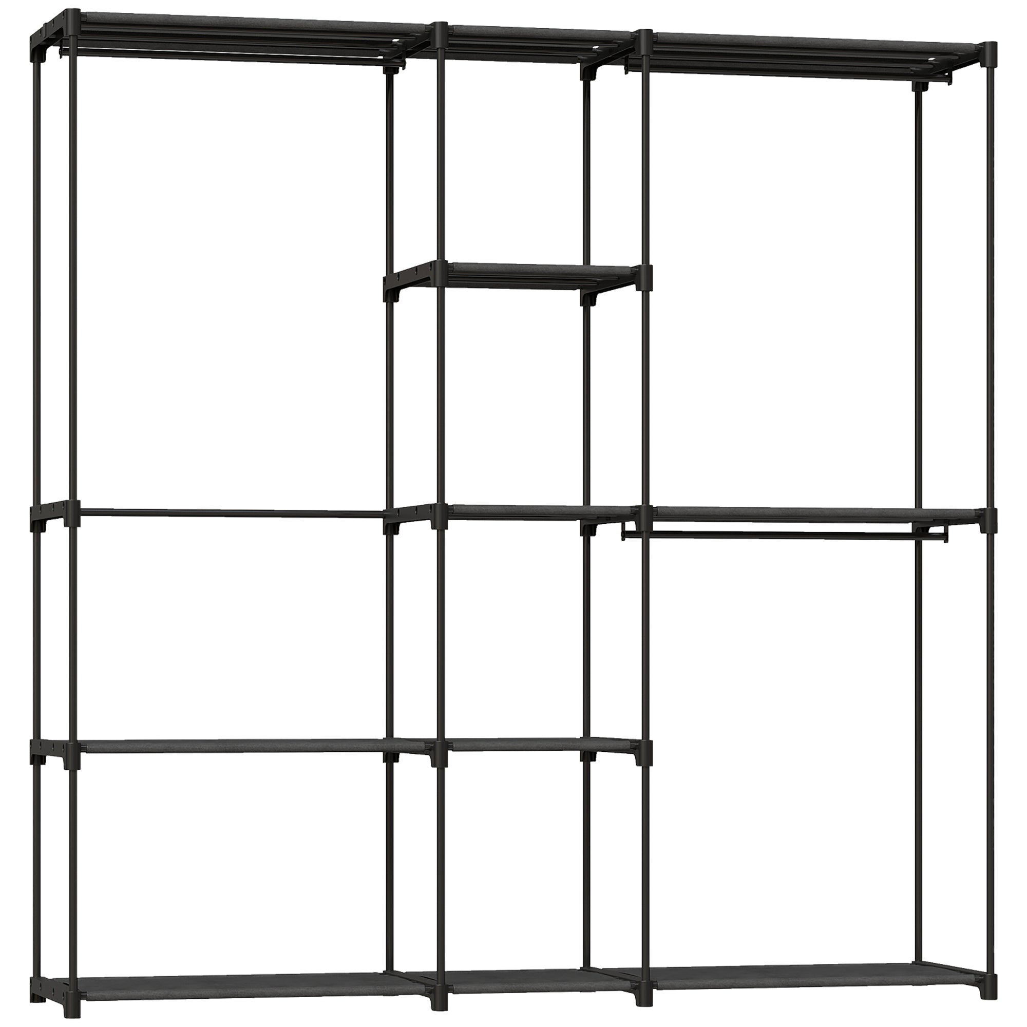 åben Garderobe, 4 Etagers Tøjstativ Med 2 Bøjlerum Til Stuen, 182 X 43 X 185 Cm, Sort Black Friday Aosom Tilbud