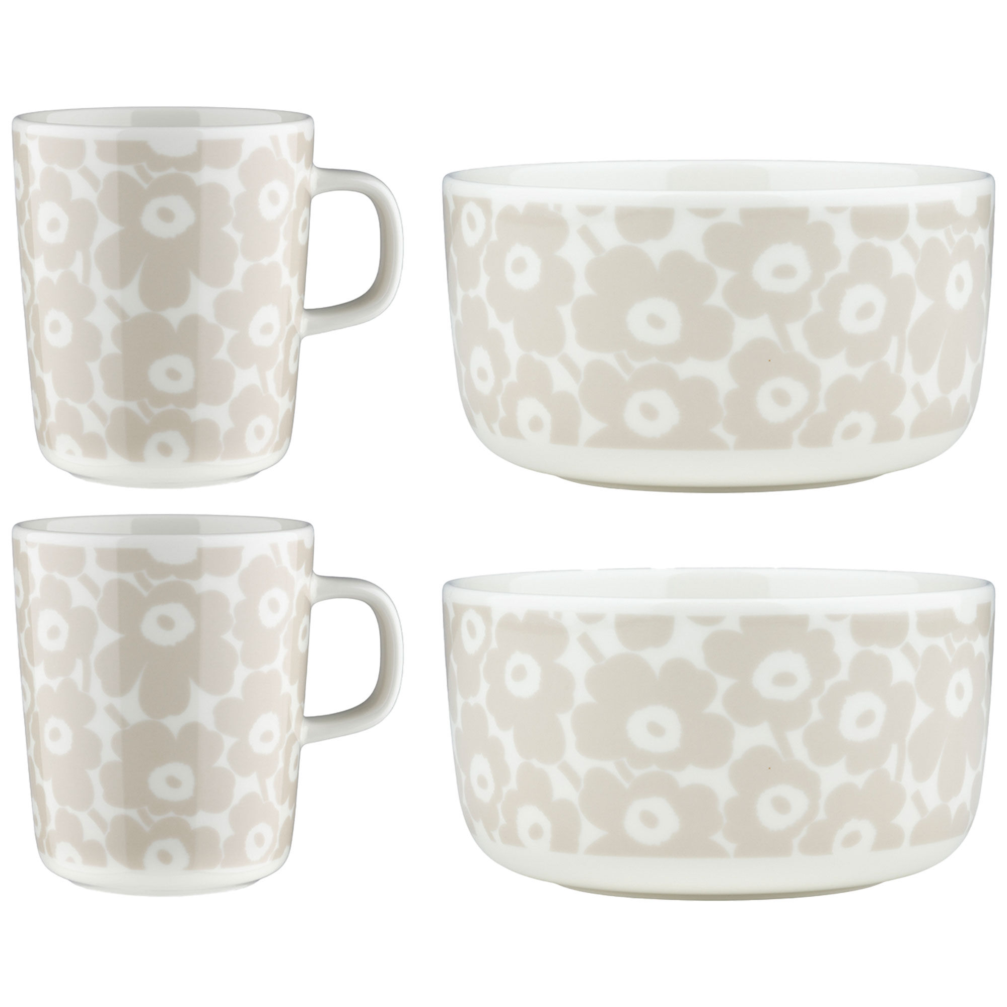 Pikkuinen Unikko Morgenmadssæt, Hvid Beige, 4 Dele Black Friday Marimekko Tilbud