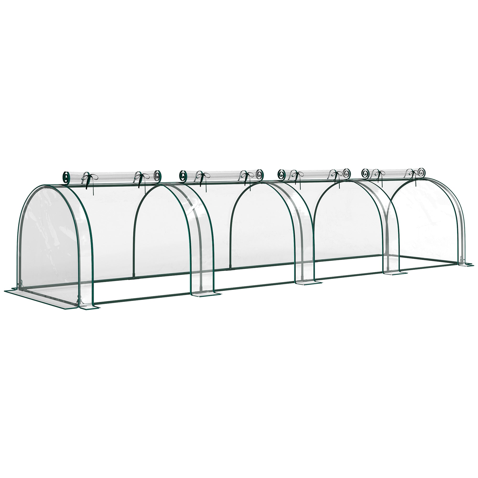 Tunneldrivhus, 4 Vinduer Med Lynlåse, Stålramme, Robust Presenning, Transparent, 395 X 100 X 80 Cm Black Friday Aosom Tilbud