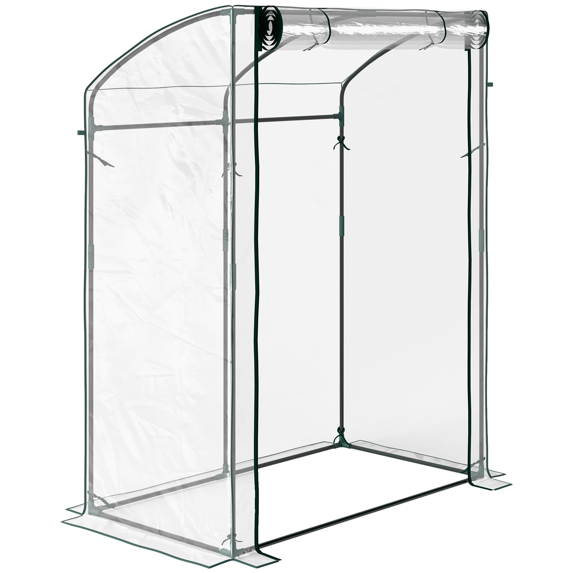 Drivhus Med Dør, Buet Tag, Vintersikkert, Foliedrivhus Af Stål, Drivhus 128 X 70 X 170 Cm, Transparent Black Friday Aosom Tilbud