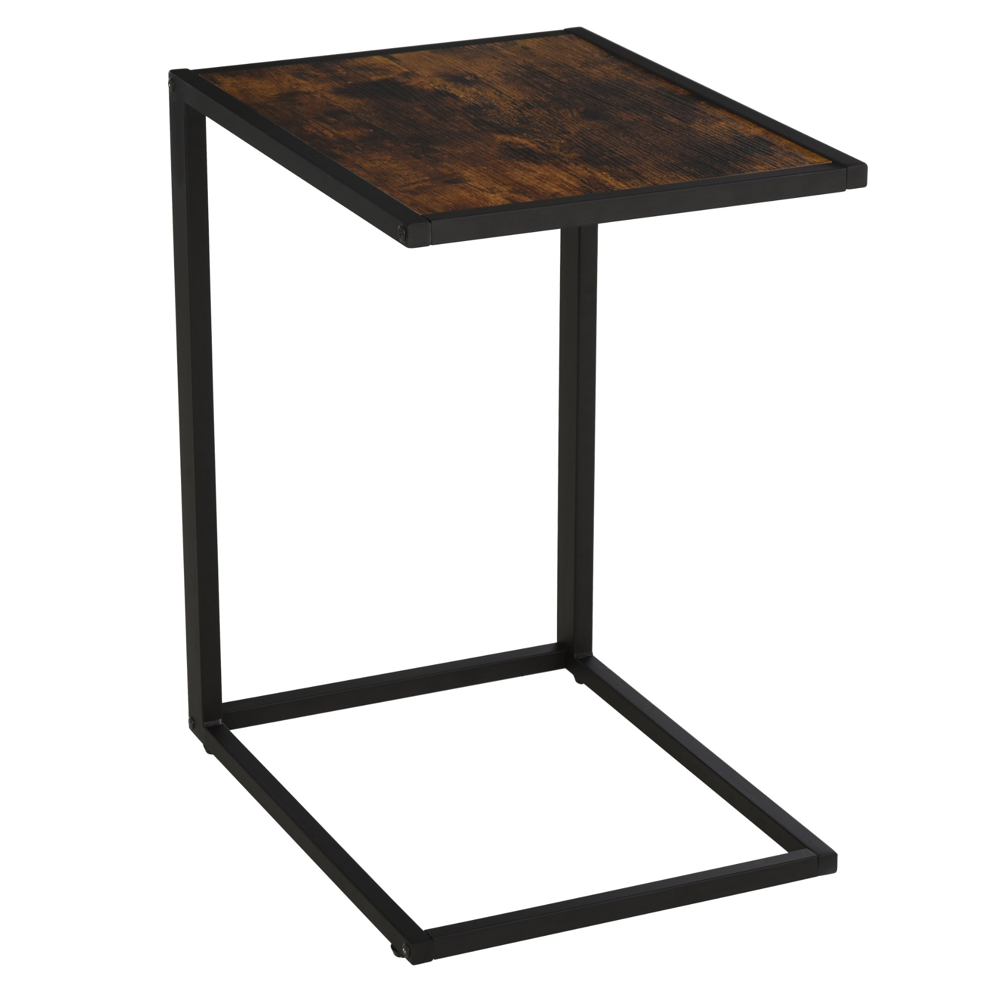 C Formet Sidebord, Sofabord, Laptopbord Til Soveværelse Og Stue, Lille Område Med Metalramme, Industriel Stil, Metal, Mdf, Rustik Brun, 40,6 X 50,8 X 64,2 Cm Black Friday Aosom Tilbud
