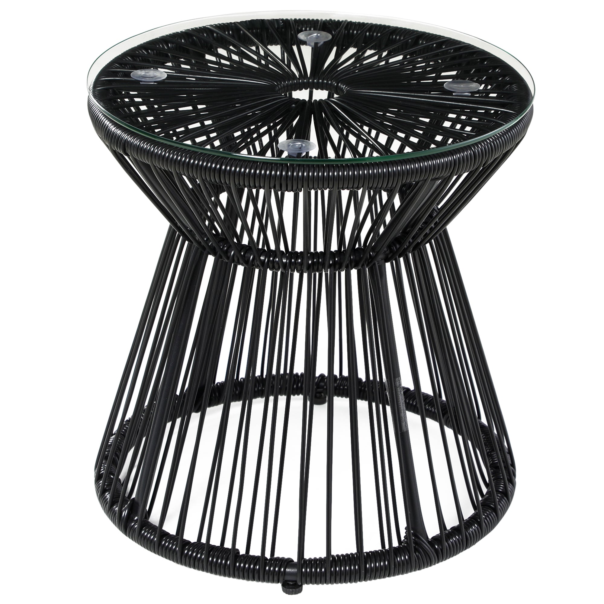 Havebord I Bohemestil, Vejrbestandigt, Pe Rattan, 40 Cm X 40 Cm X 42 Cm, Sort Black Friday Aosom Tilbud