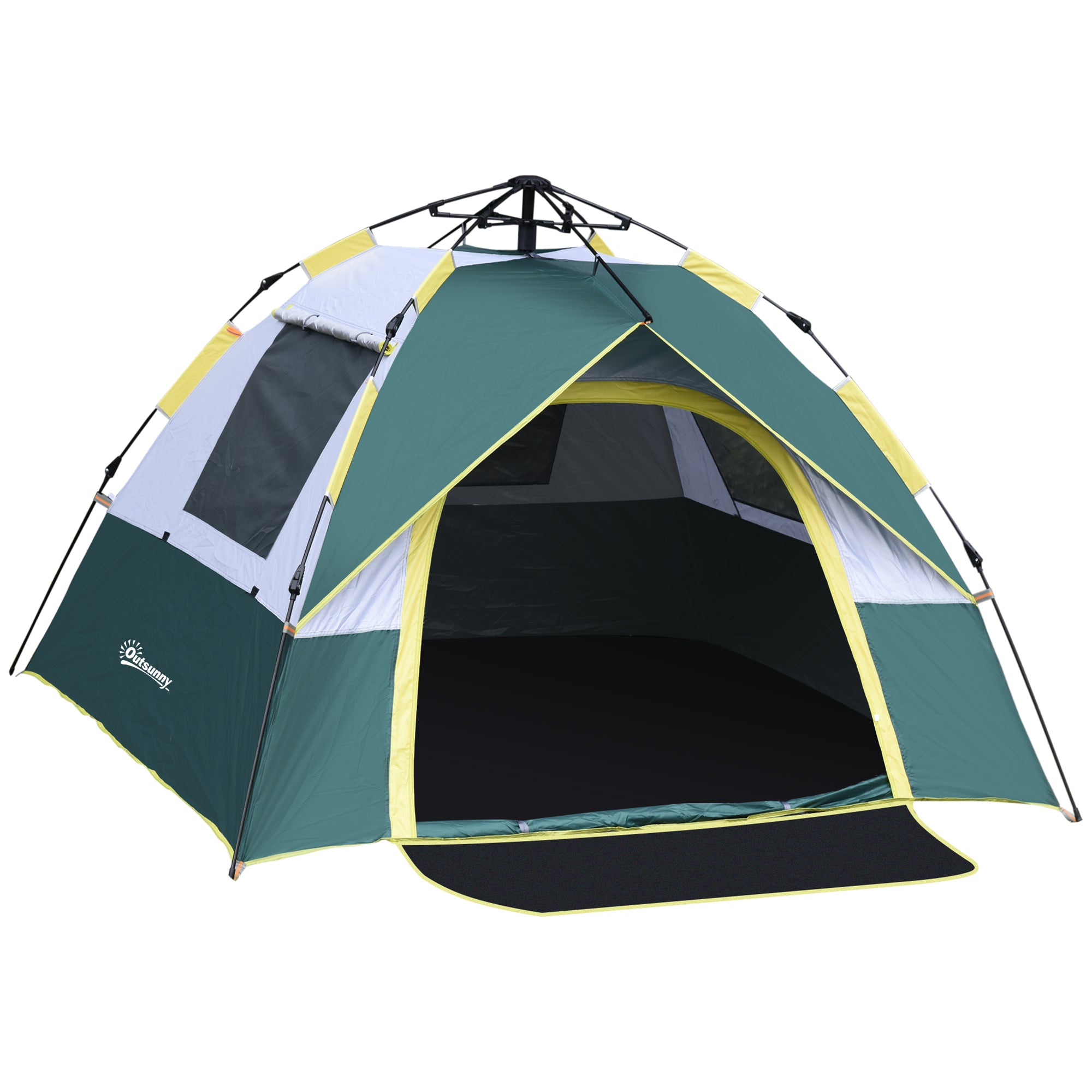 Campingtelt Til 3 Personer, Pop Up Kuppeltelt Med Vindue, Bæretaske, Pløkker, Bund, Familietelt Med 1000 Mm Vandsøjle, Telt Til Camping, Rejser, Trekking, Have Black Friday Aosom Tilbud