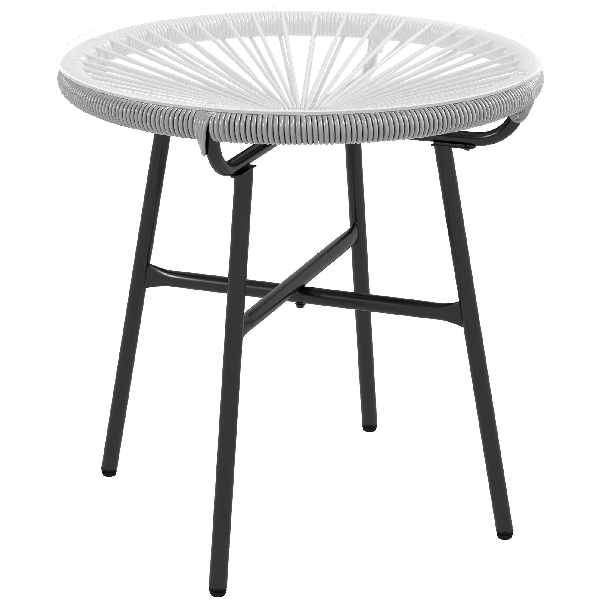 Havebord I Bohemestil, Udendørs Sidebord, Pe Rattan, Hærdet Glas, Vejrbestandigt, 50 Cm X 50 Cm X 50 Cm, Grå Black Friday Aosom Tilbud