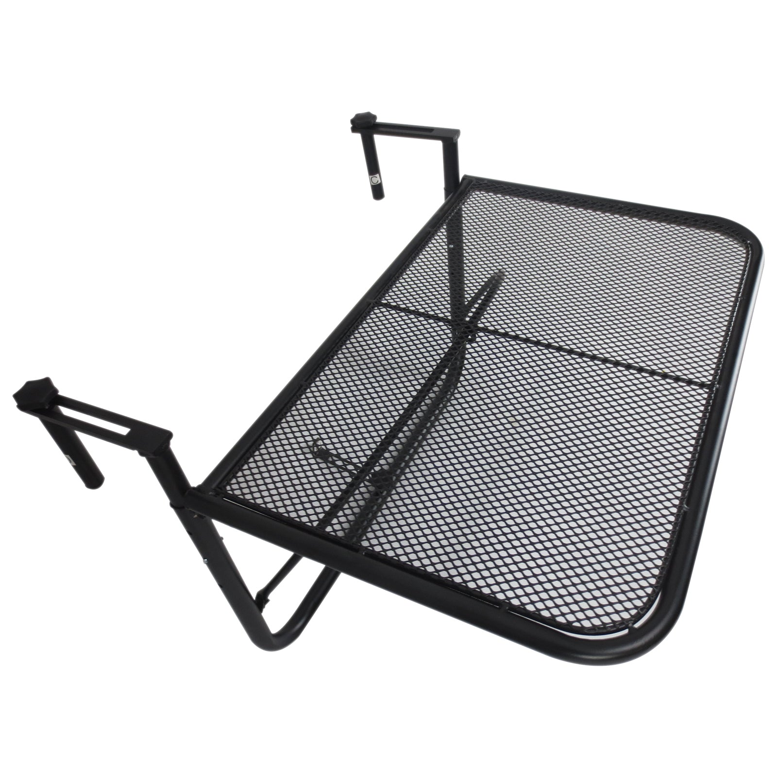 Balkonhængebord, Havebord, Højdejusterbart, Firkantet, Terrassebord, Metal, Sort, L60 X B56,5 X H45 Cm Black Friday Aosom Tilbud