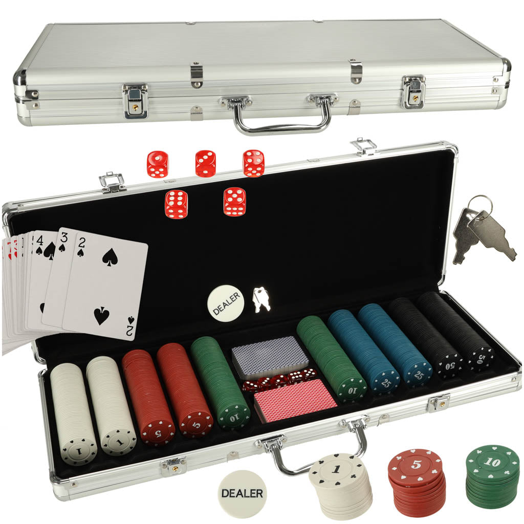 Pokerspilsæt I Etui Med 500 Chips Og 2 Sæt Kort. Black Friday Ikonka Tilbud