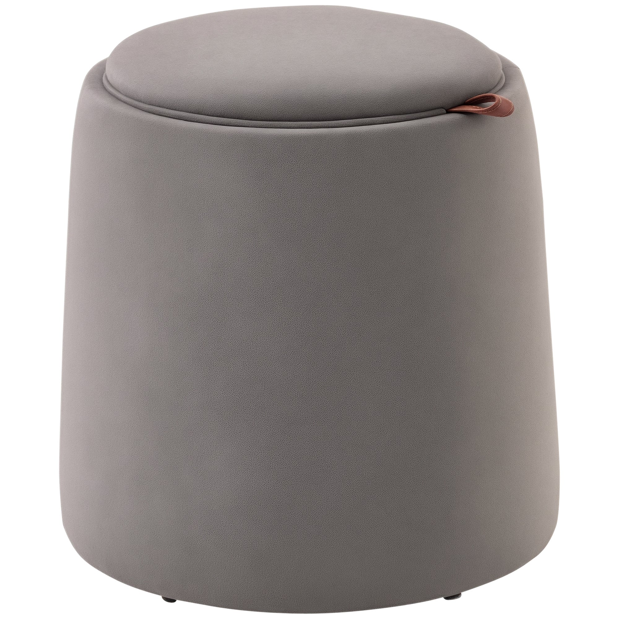 2 I 1 Fløjlsskammel Med Opbevaring Og Aftageligt Låg ø44 Cm X 47,5 Cm Grå Black Friday Aosom Tilbud