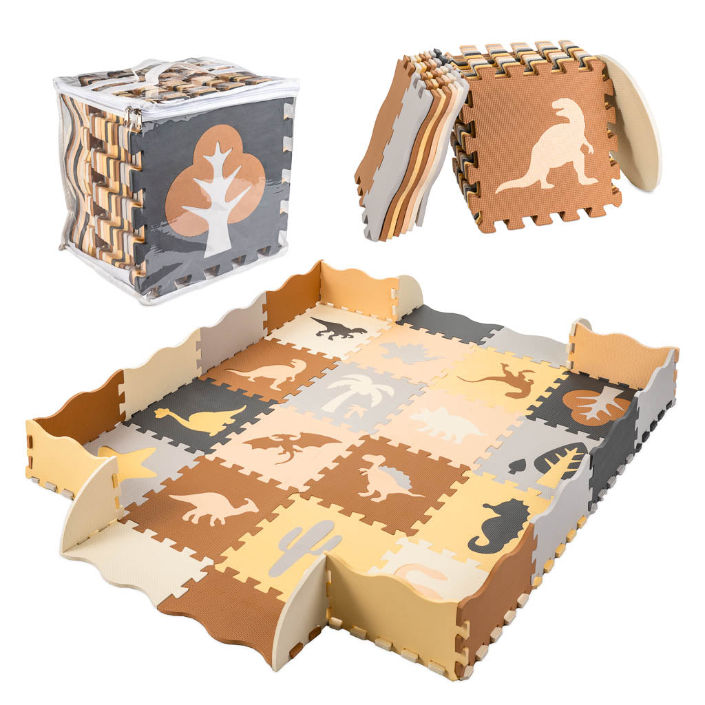 Skumpuslespilmåtte   Kravlegård 36 Delte Dinosaurer 143 Cm X 143 Cm X 1 Cm Black Friday Ikonka Tilbud
