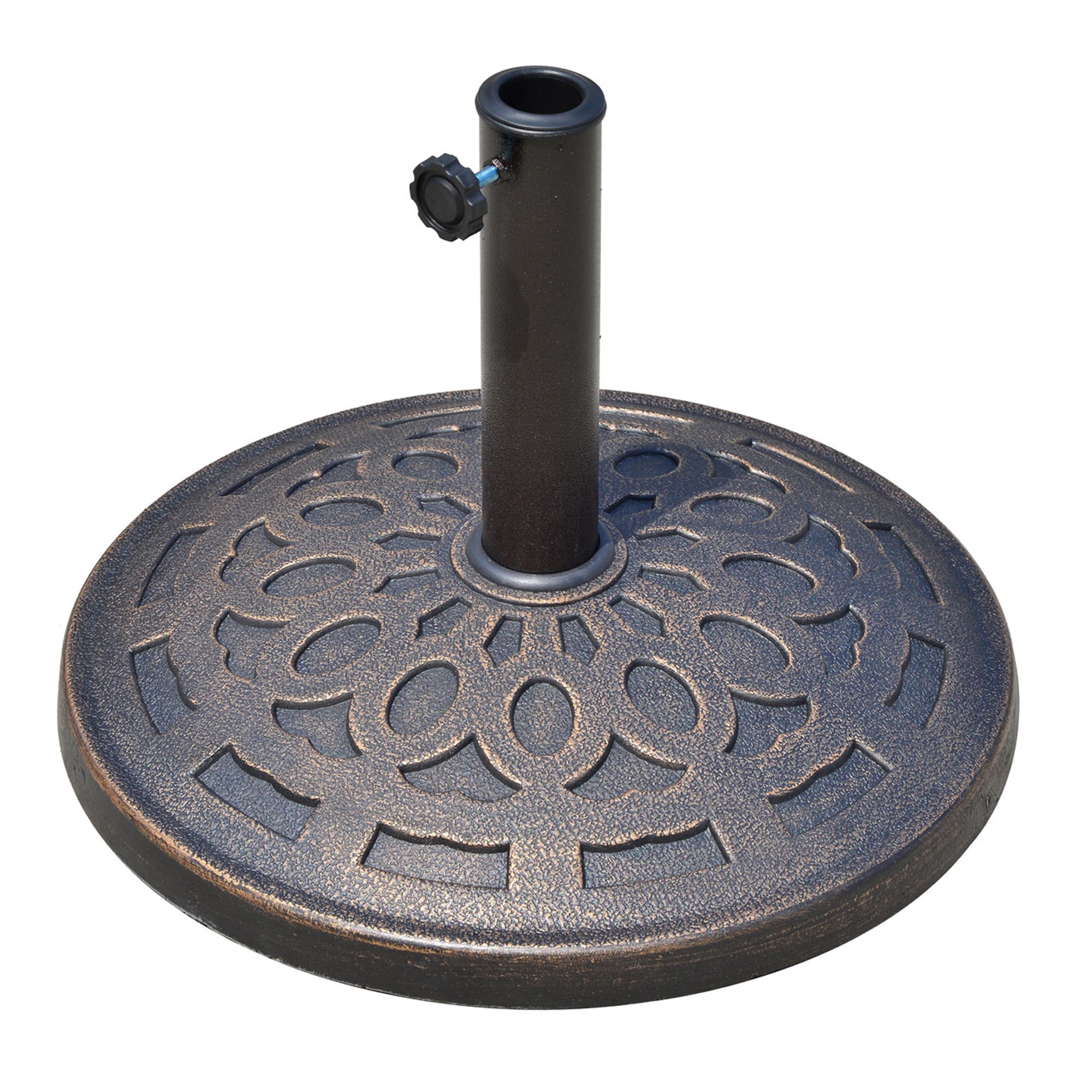 Parasolfod I Harpiks, 14 Kg, Med Håndtag, Rund Parasolholder, Til Parasoller Med 38 Mm 48 Mm Stangdiameter, Til Altan, Terrasse, Have, Bronze Black Friday Aosom Tilbud