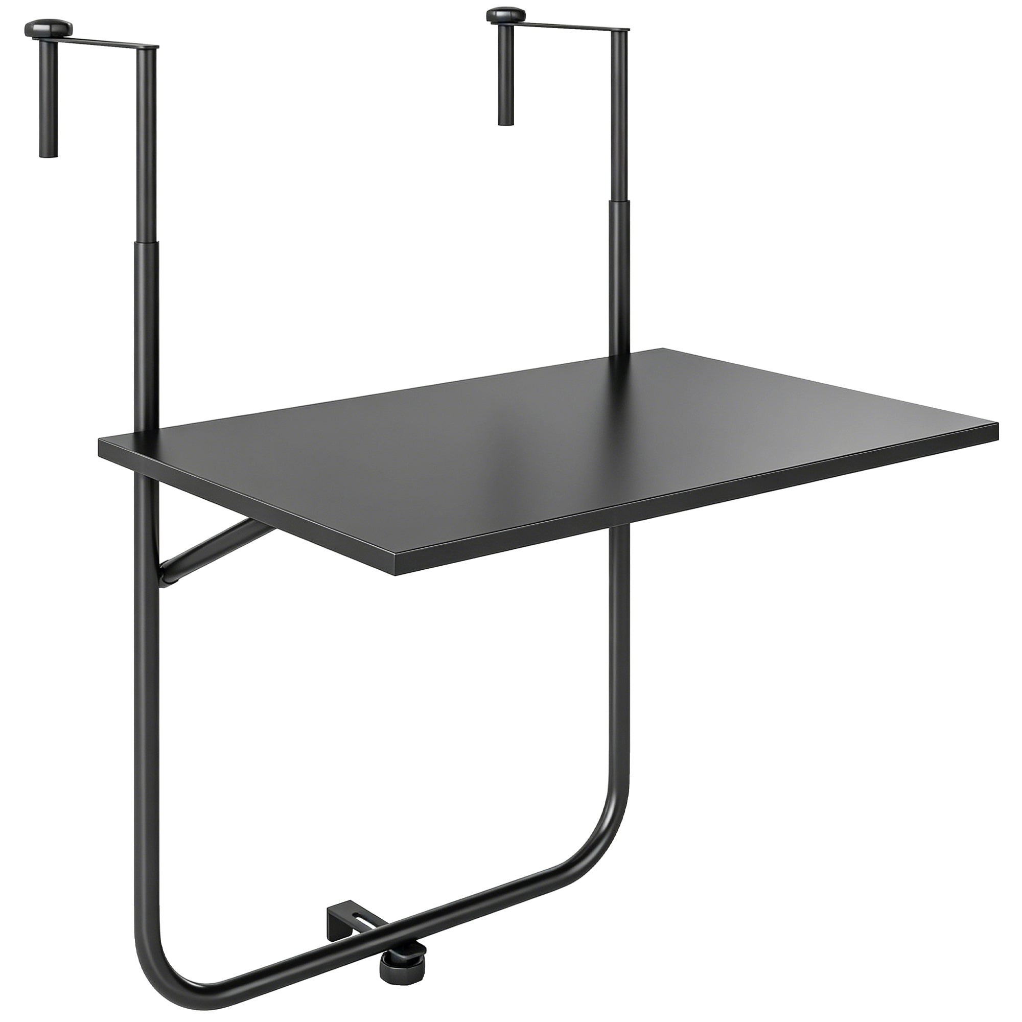Balkonbord, Til Gelændere 6 15 Cm Tykt, Justerbart, Foldbart, Rustfri Metal, 62x60x85,5 Cm, Sort Black Friday Aosom Tilbud