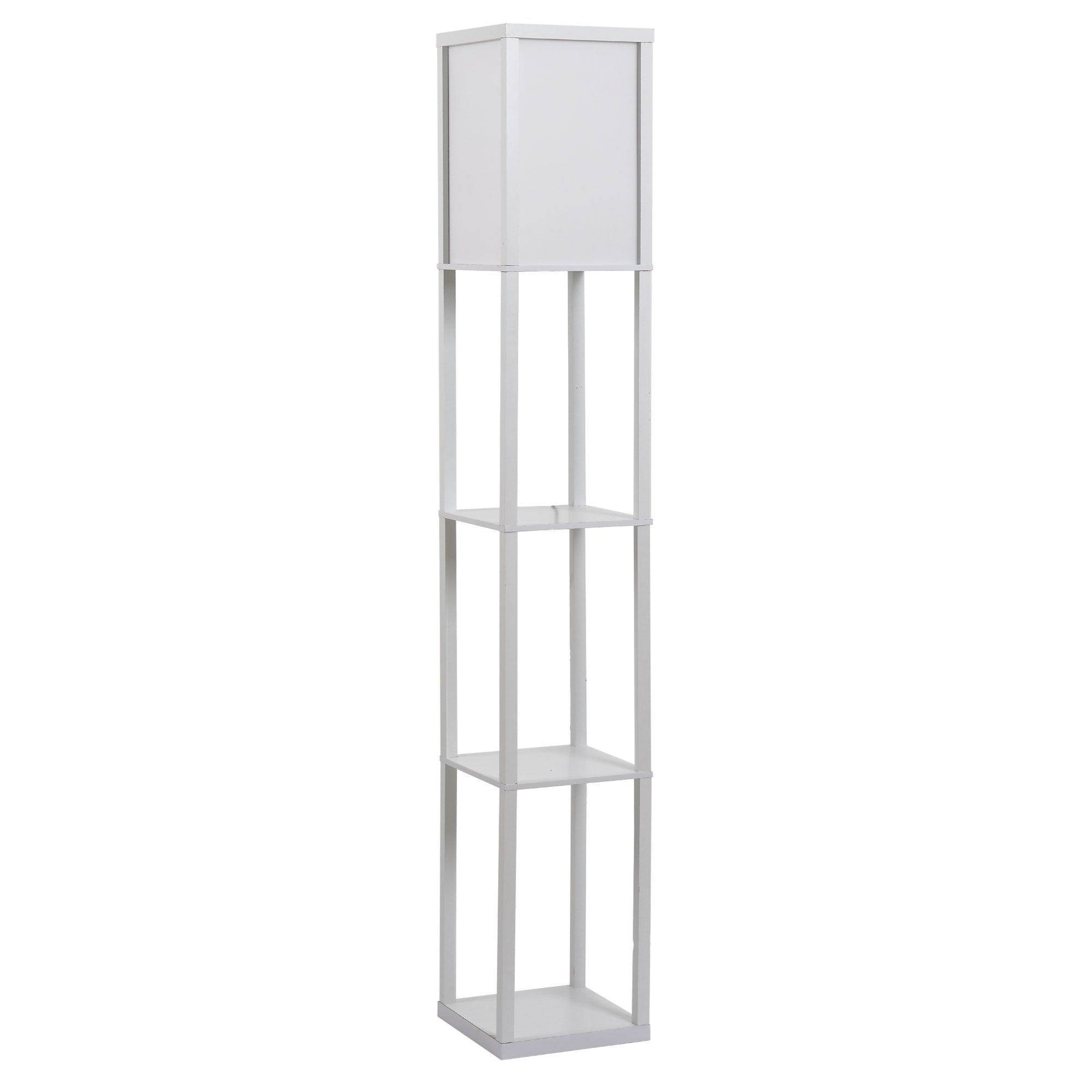 Gulvlampe Med Hylder, Gulvlampe, Træ, 26 X 26 X 160 Cm, Til Stue Soveværelse (uden Pære) Black Friday Aosom Tilbud