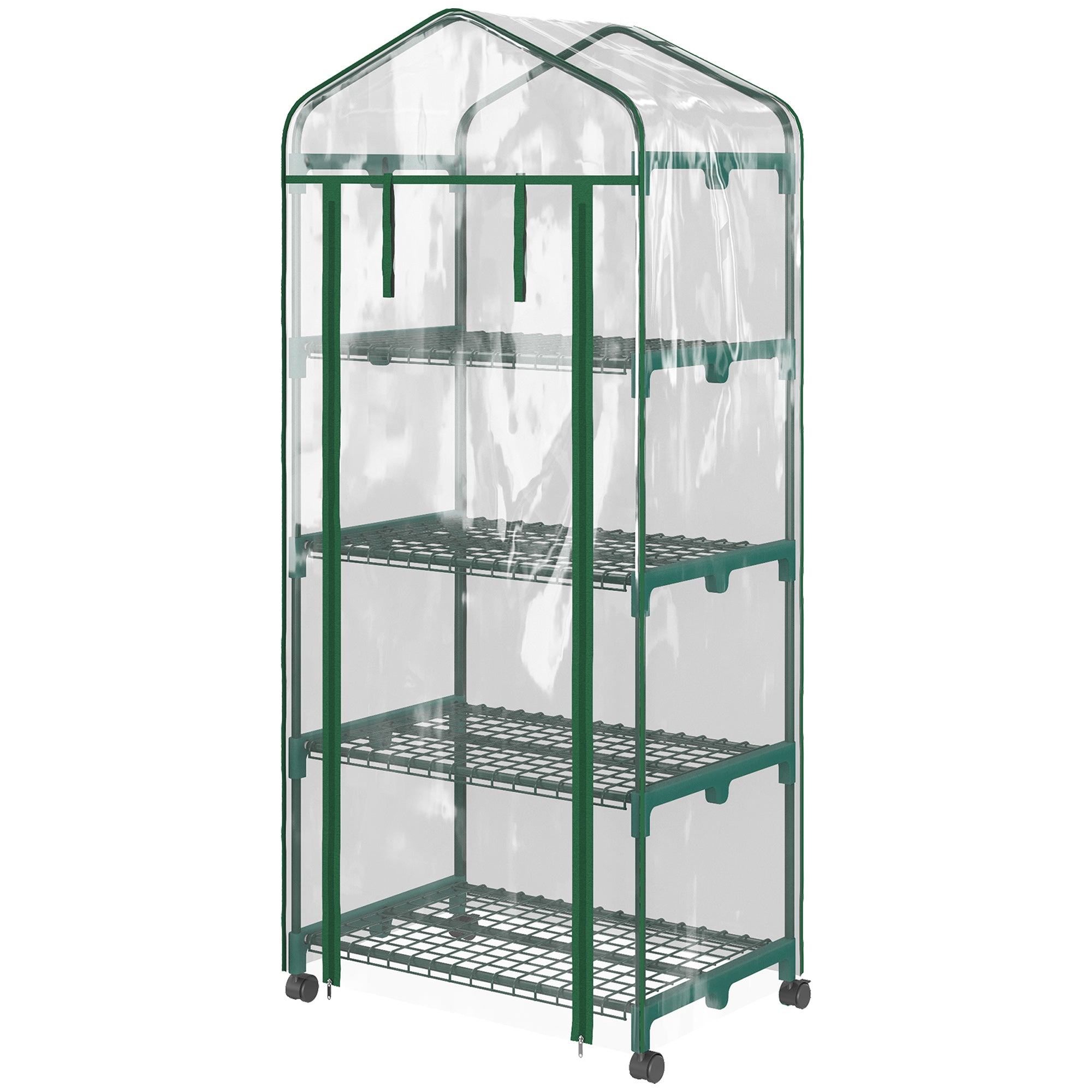 Foliedrivhus, Drivhus, Minidrivhus, Plantehus, Kold Ramme, 4 Hylder, 69 X 50 X 165 Cm, Transparent Black Friday Aosom Tilbud
